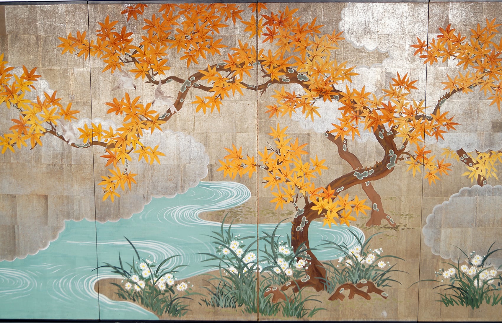 Vintage Hand Painted Screen Panels by Robert Crowder 