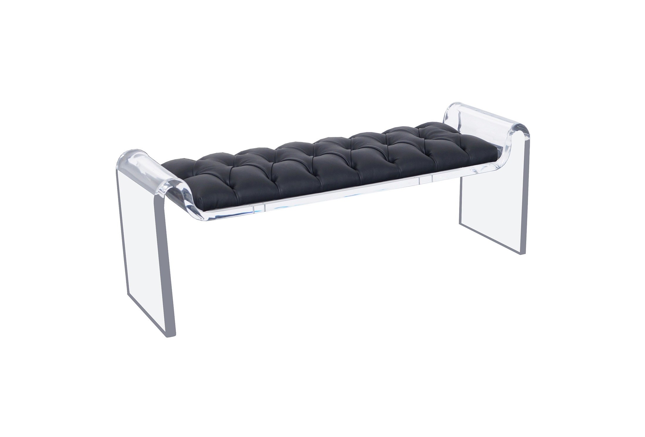 Sculptural Lucite & Leather Bench