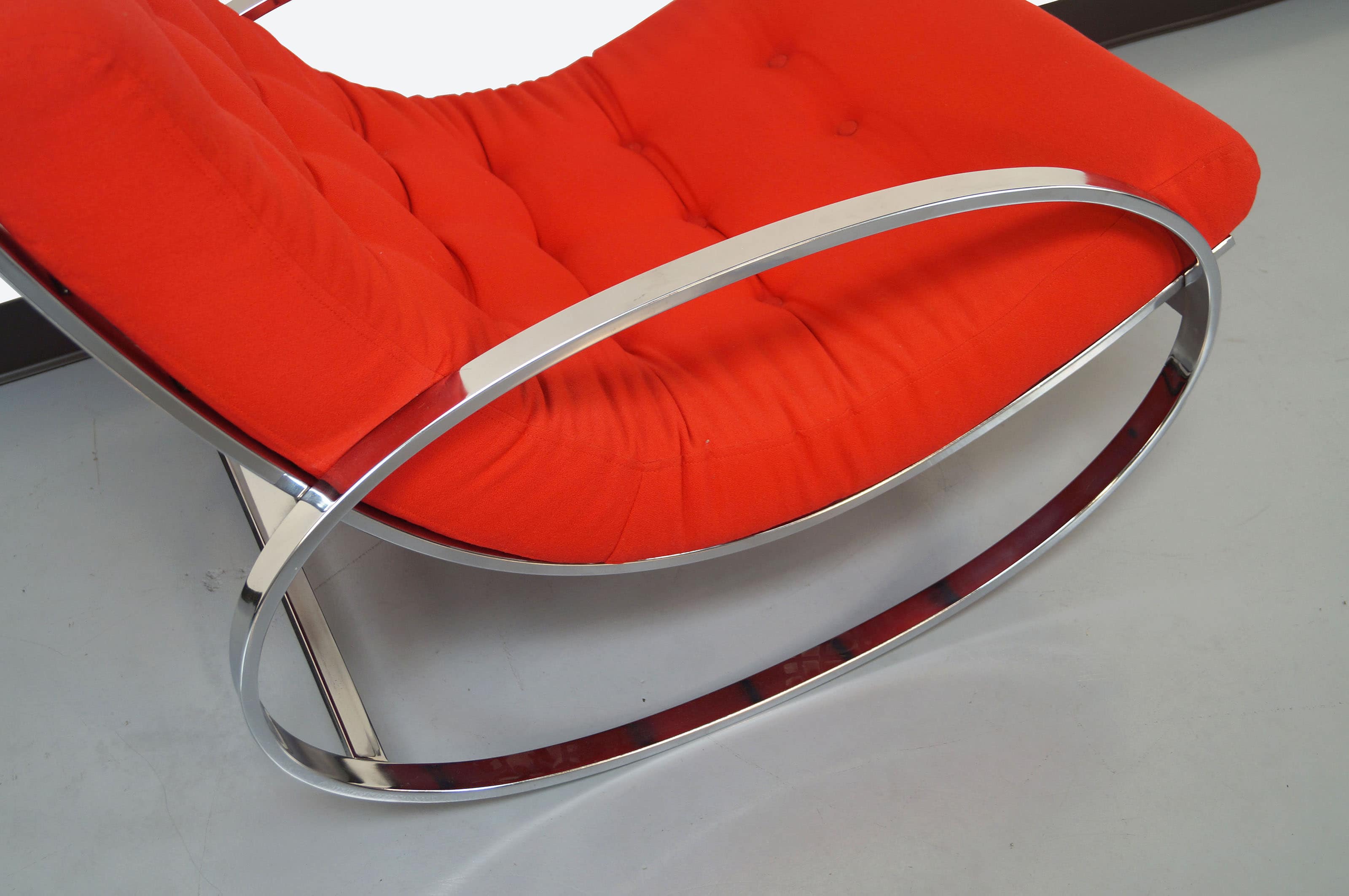 Vintage Chrome Rocking Chair by Renato Zevi