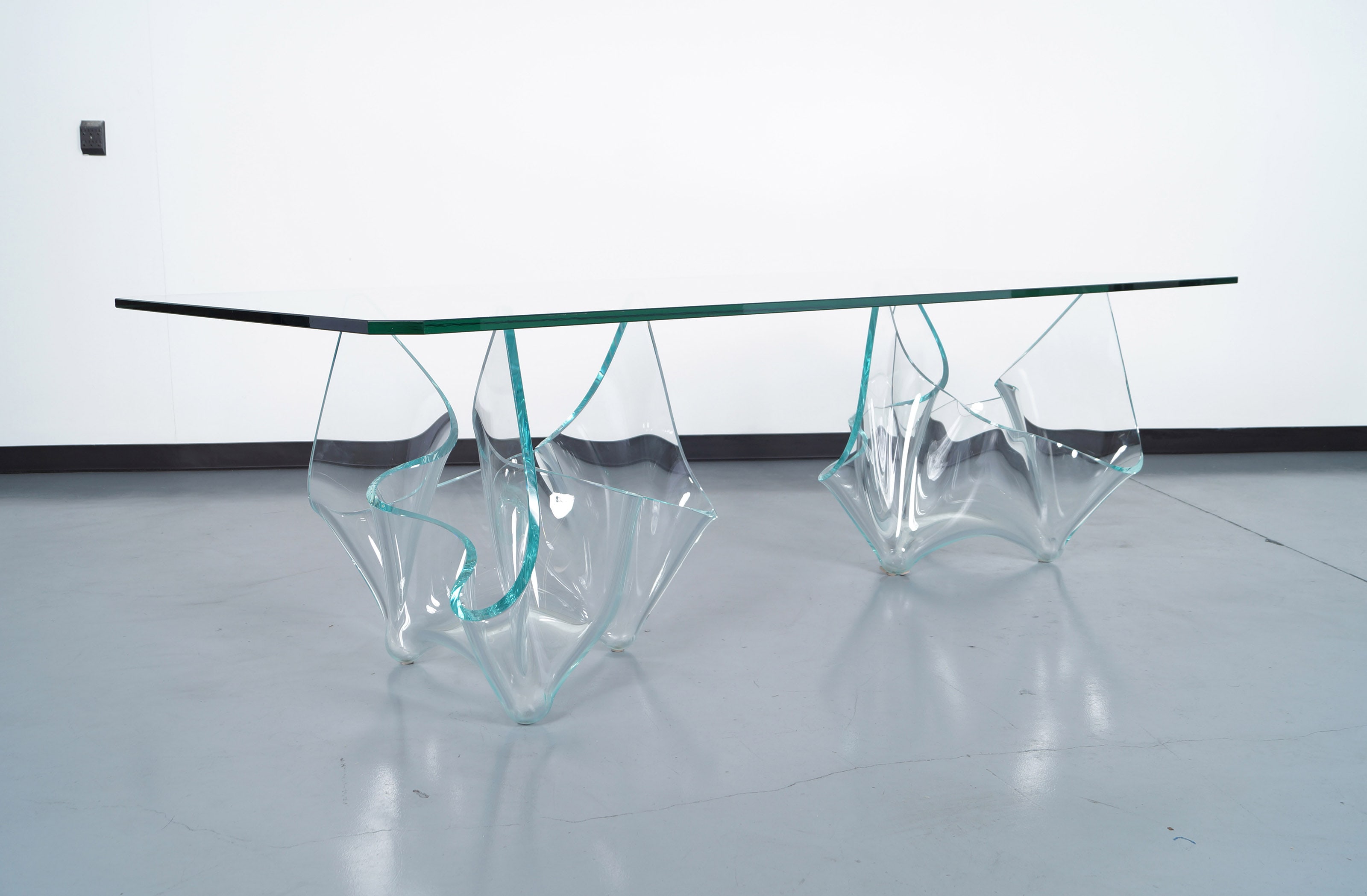 Vintage Sculptural Glass Dining Table by Laurel Fyfe 