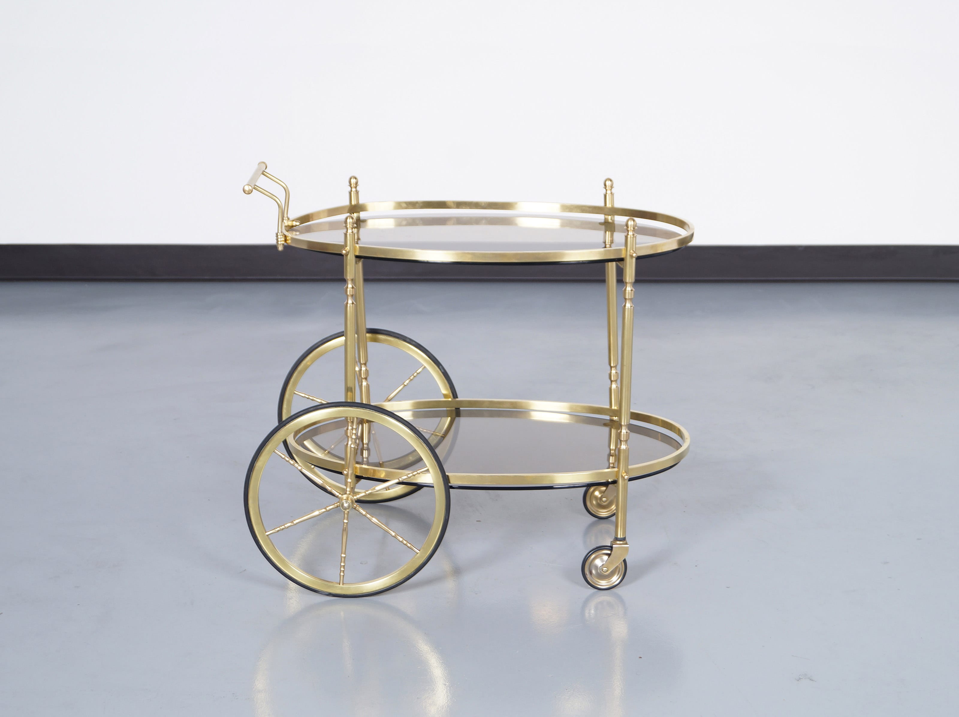 Vintage Italian Brass Bar Cart 
