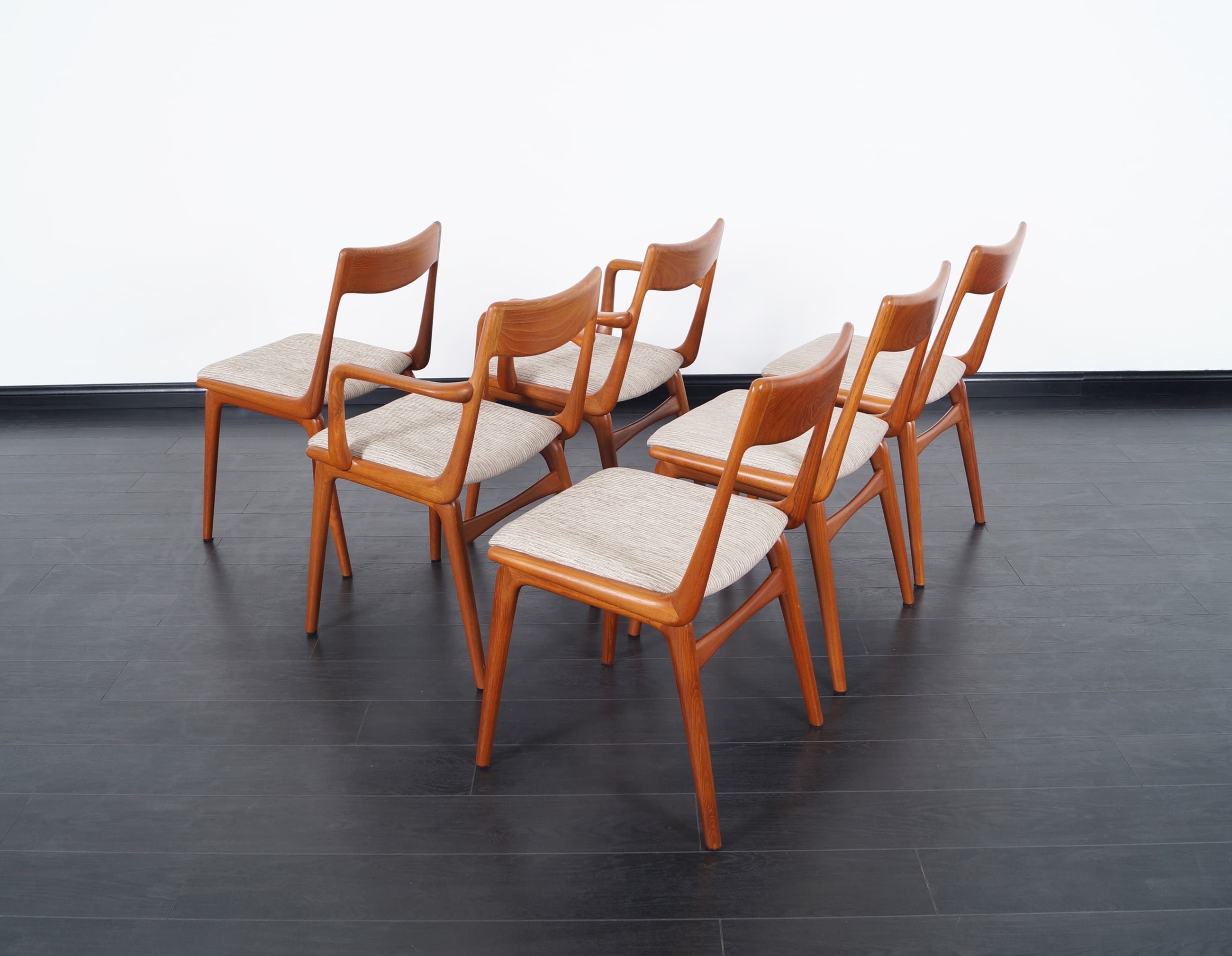 Danish Teak Boomerang Dining Chairs by Erik Christensen