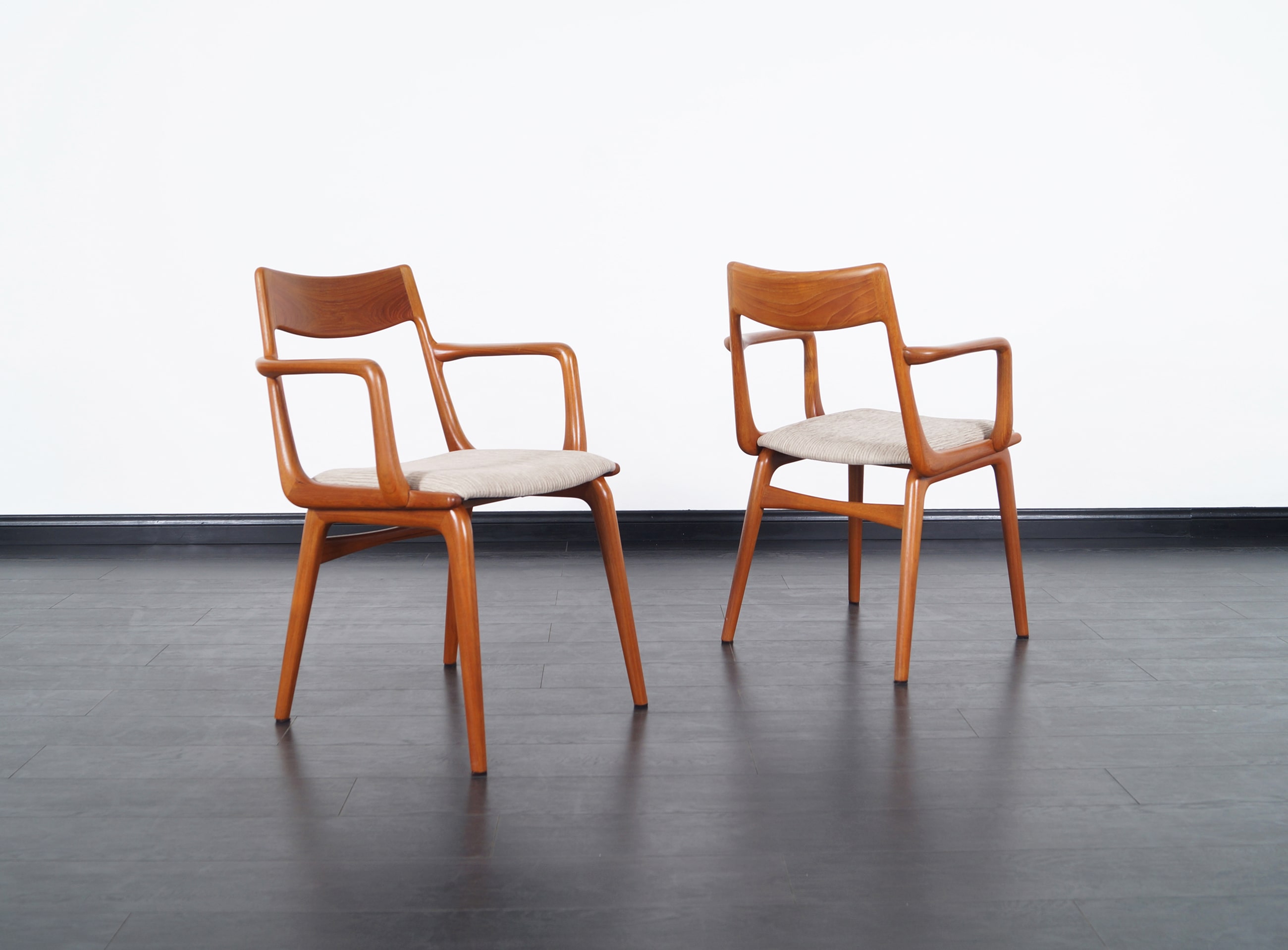 Danish Teak Boomerang Dining Chairs by Erik Christensen