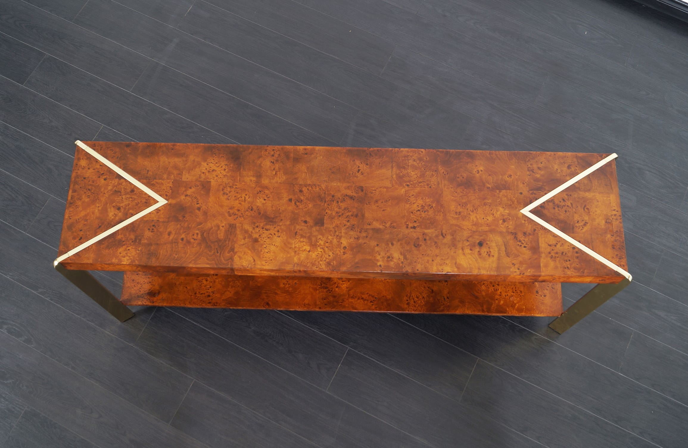 Vintage Burl Wood Console Table 