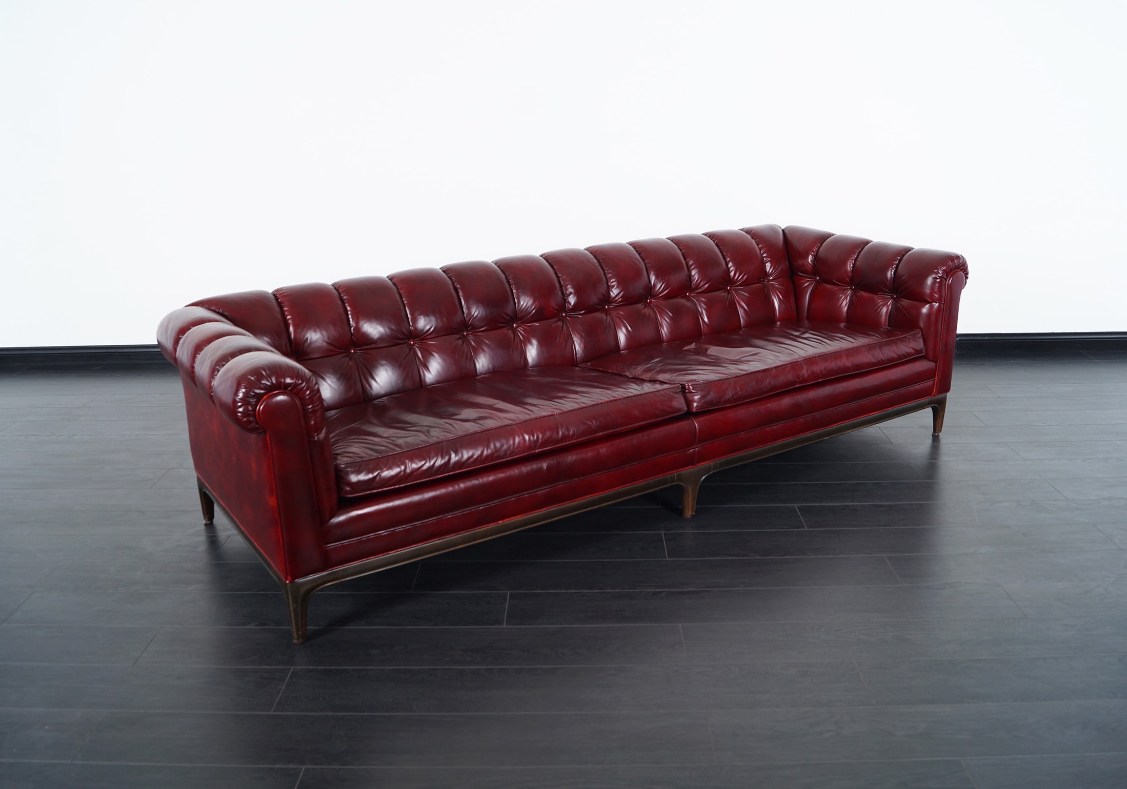 Vintage Biscuit Tufted Leather Sofa by Monteverdi Young