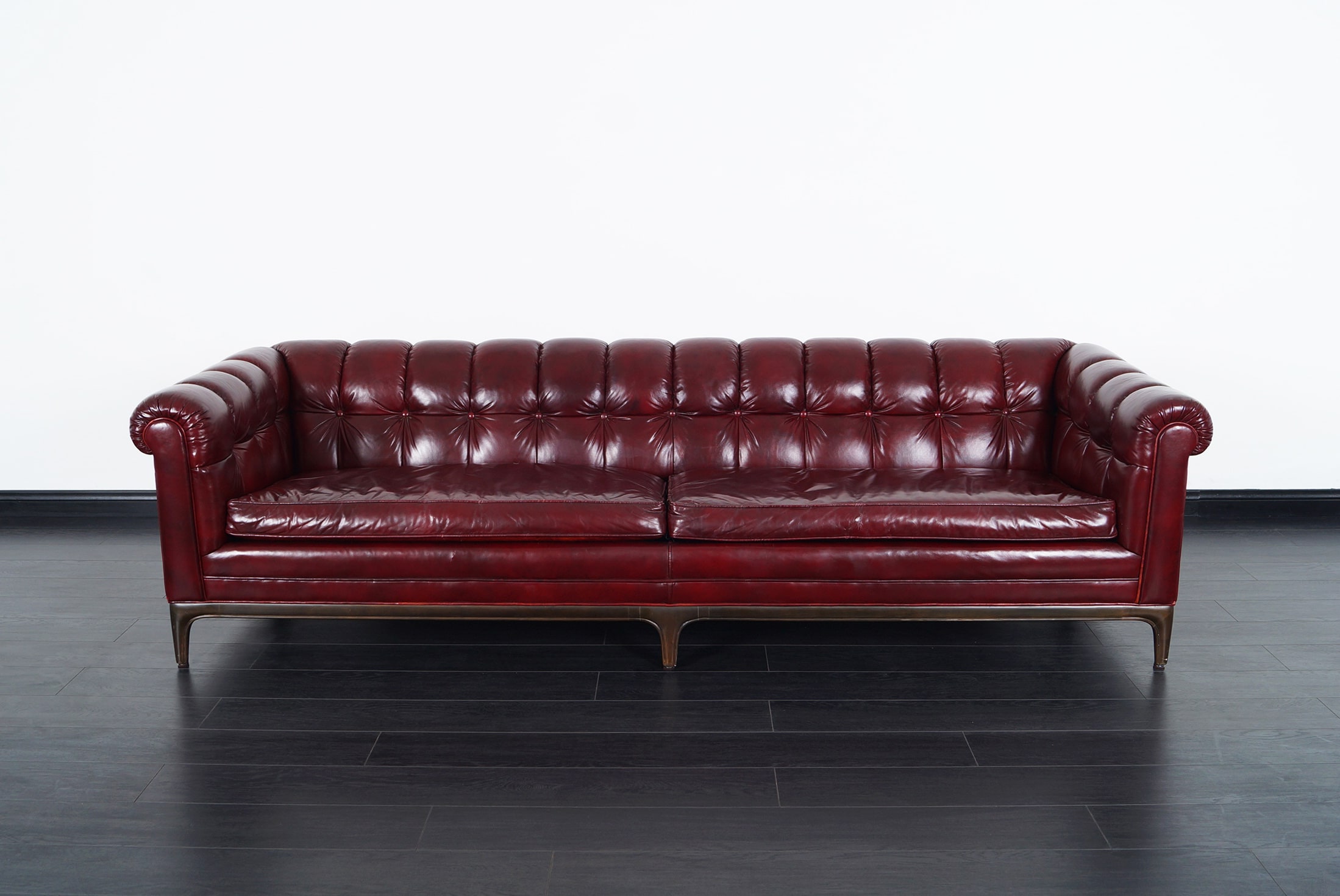 Vintage Biscuit Tufted Leather Sofa by Monteverdi Young