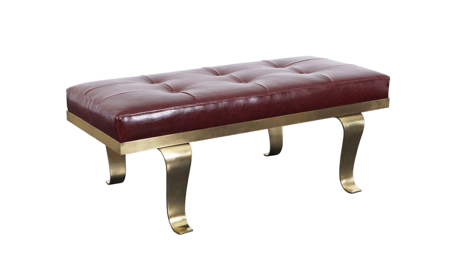 Modernist Brass & Leather Bench Attributed to Arturo Pani
