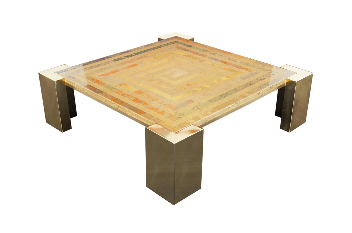 Exceptional Italian Brass Coffee Table by Marcello Mioni
