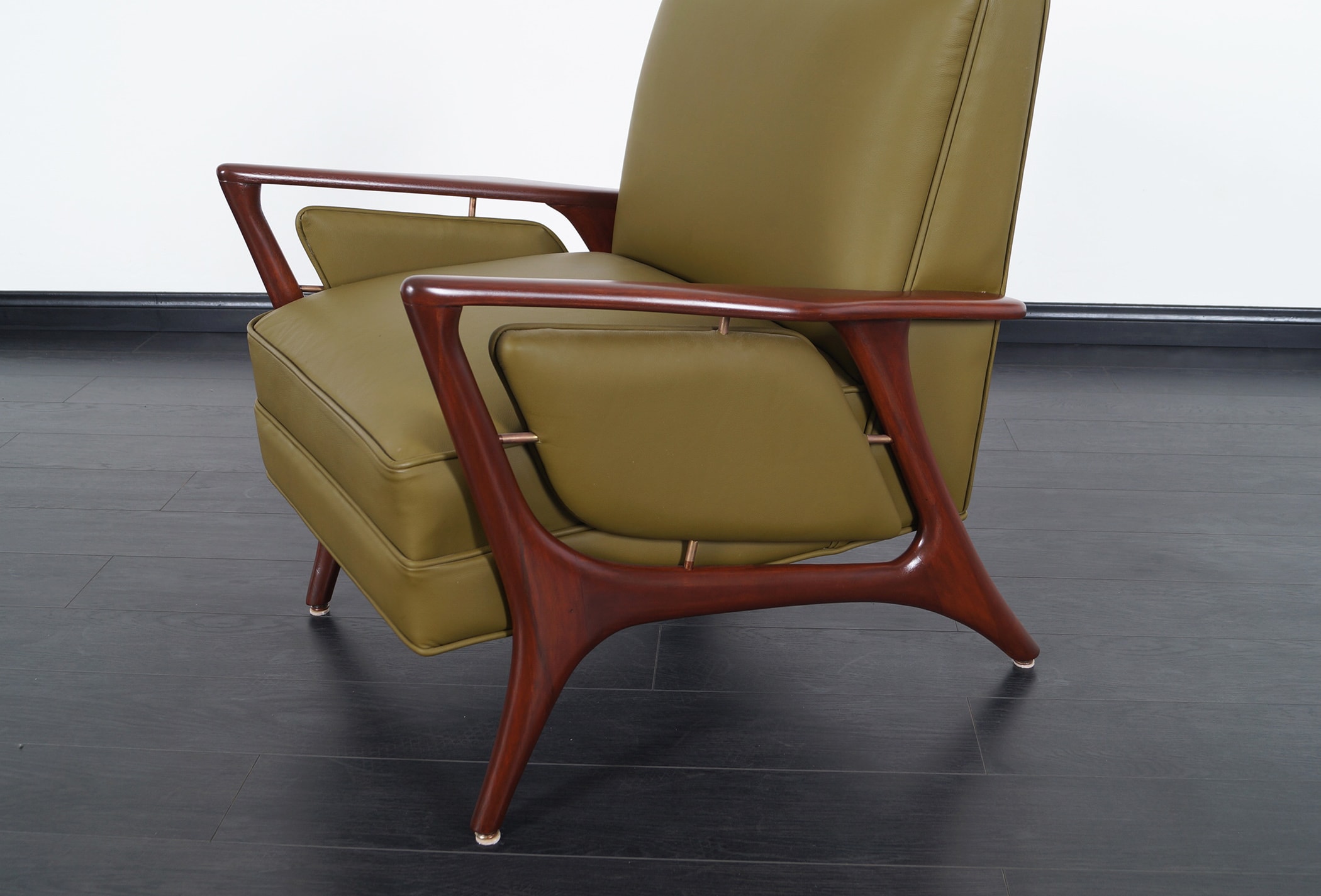 Mid Century Leather Lounge Chairs by Eugenio Escudero