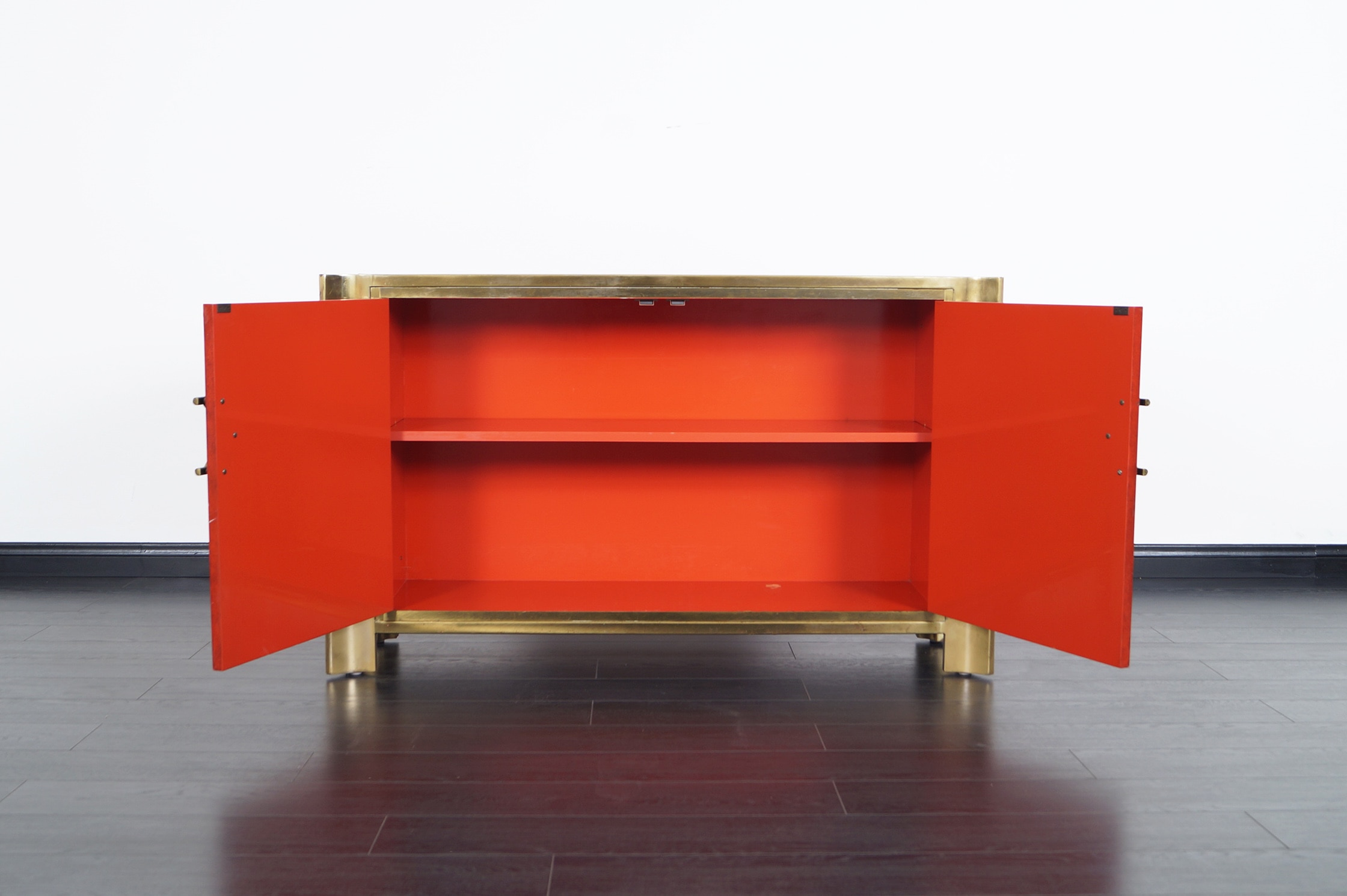 Exceptional Red Lacquered Credenza by Mastercraft