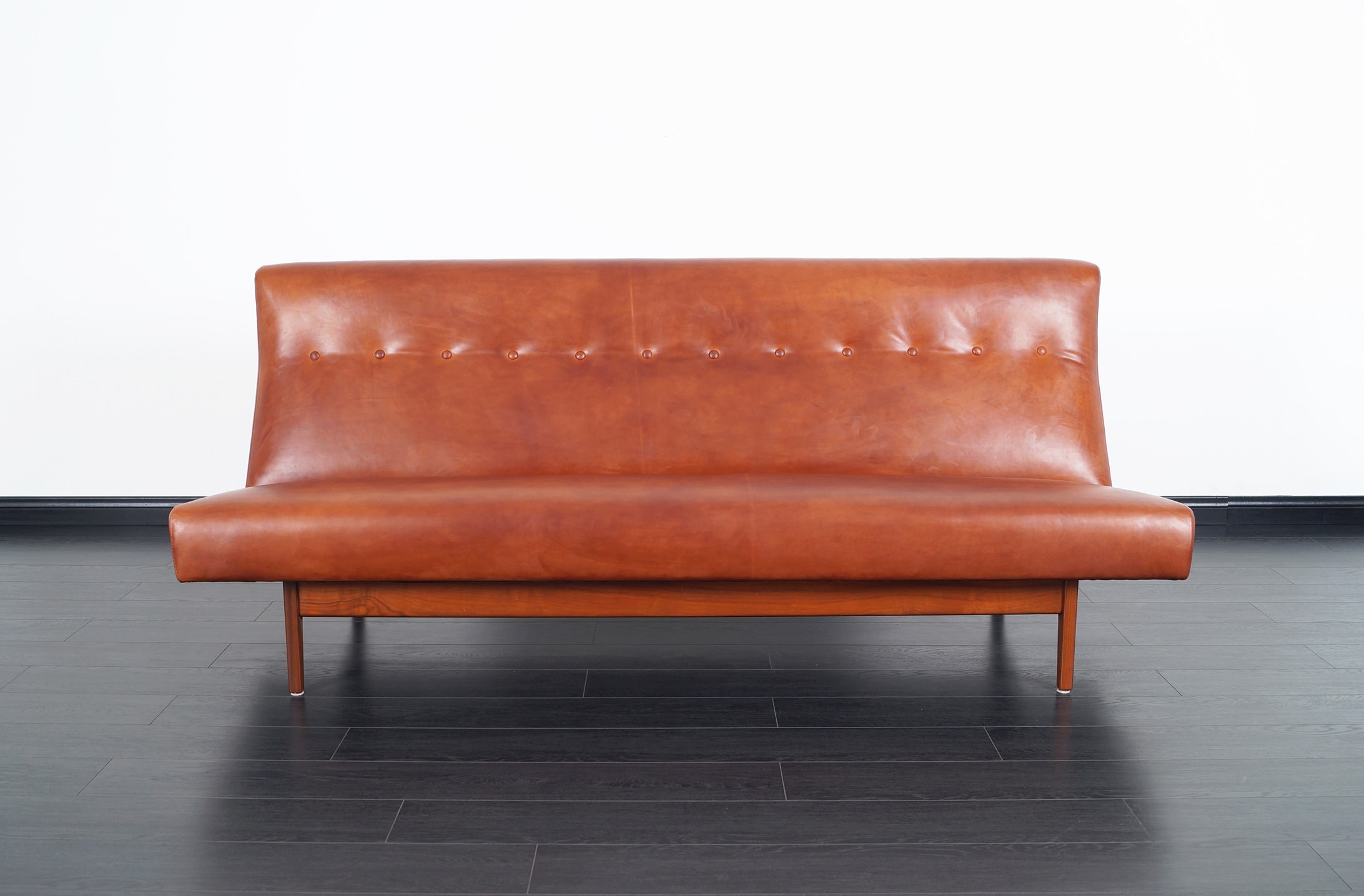 Vintage Leather Sofa by Jens Risom
