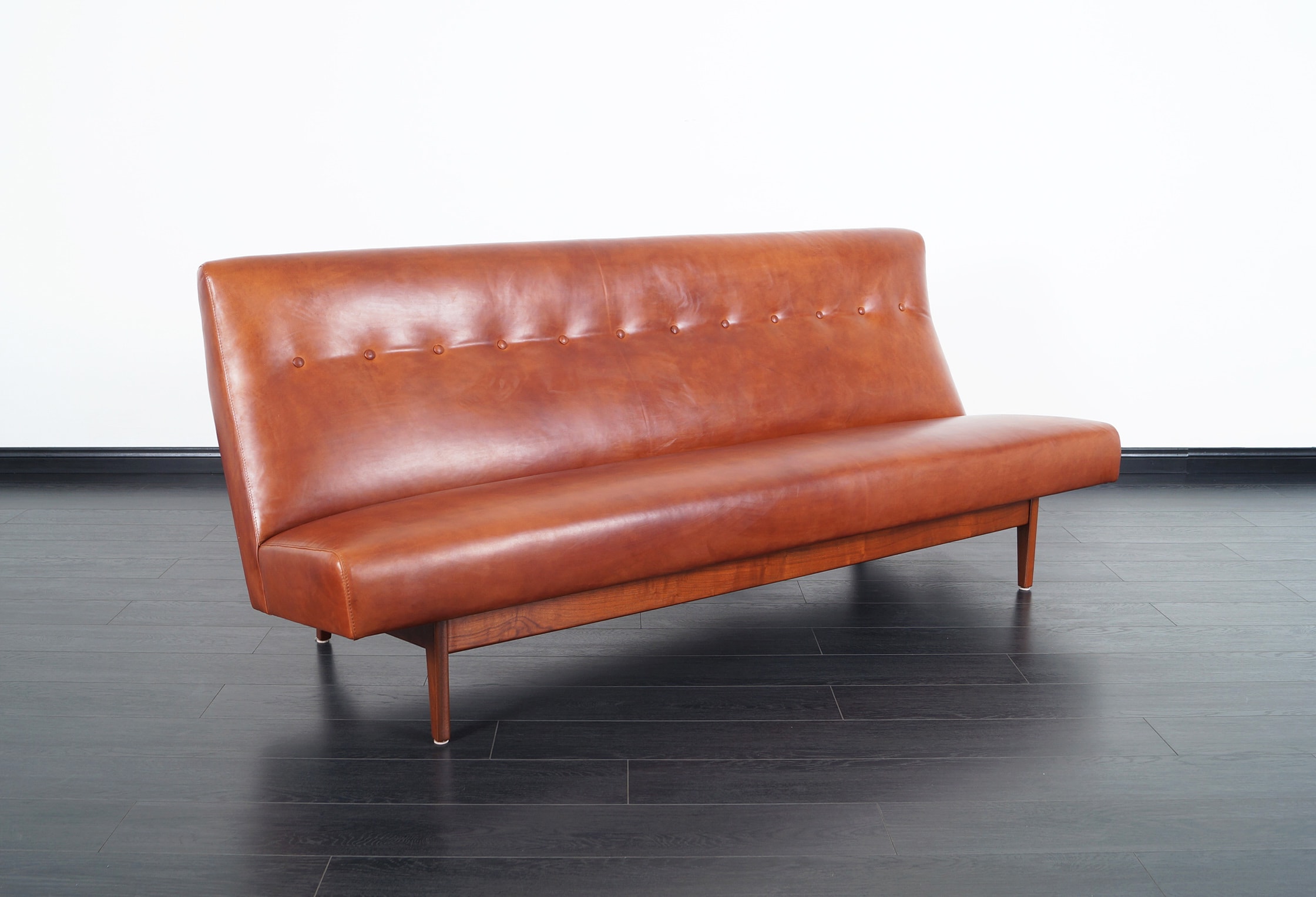 Vintage Leather Sofa by Jens Risom