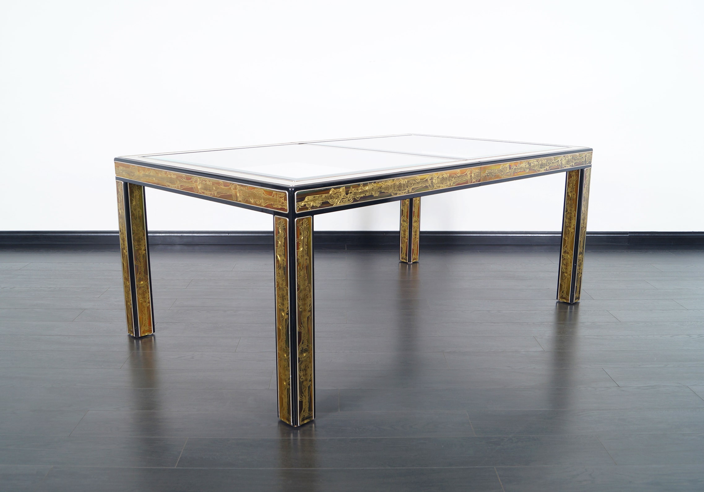 Vintage Etched Brass Dining Table by Mastercraft
