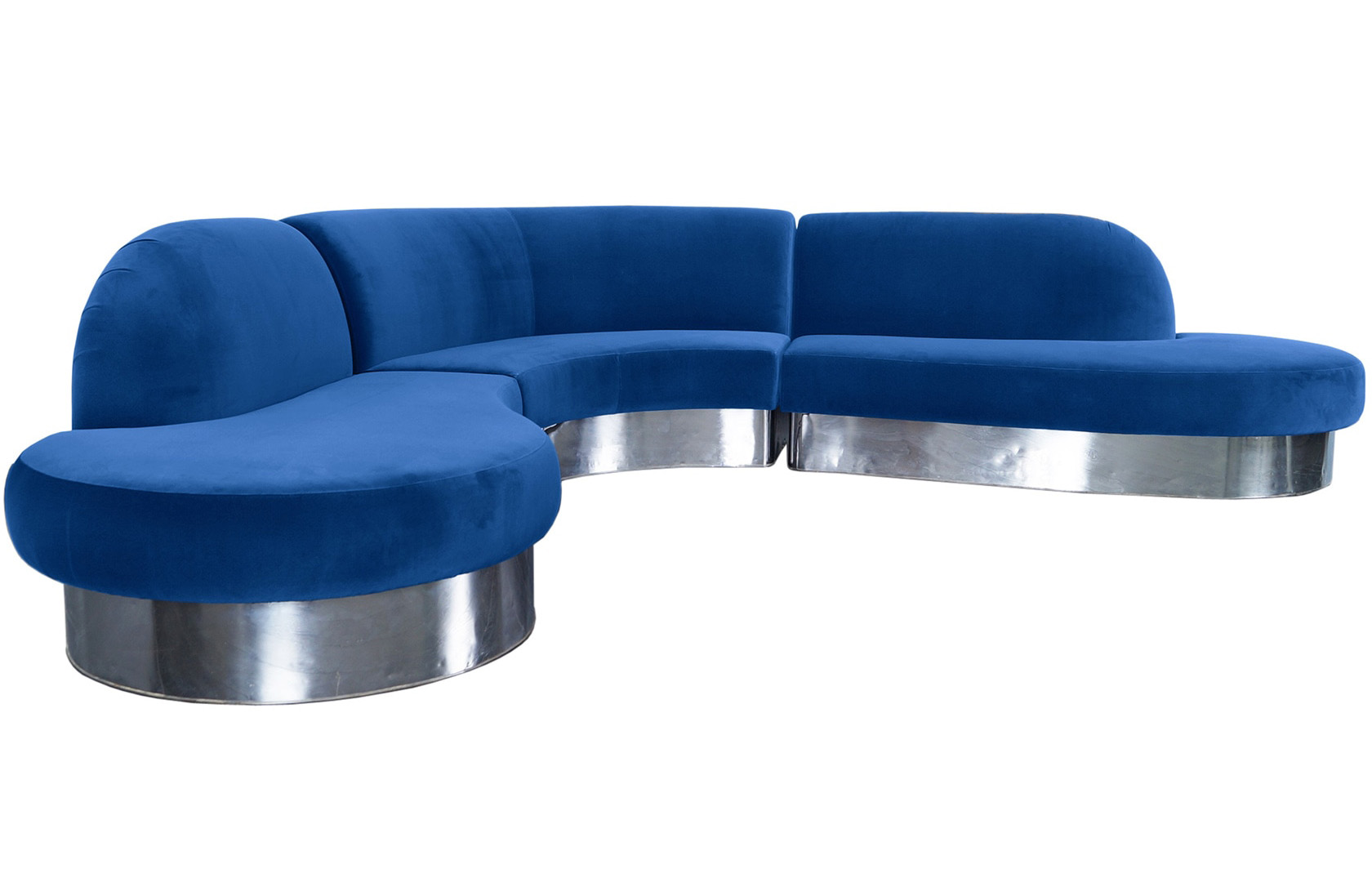 Vintage Chrome Curved Sectional Sofa by Milo Baughman