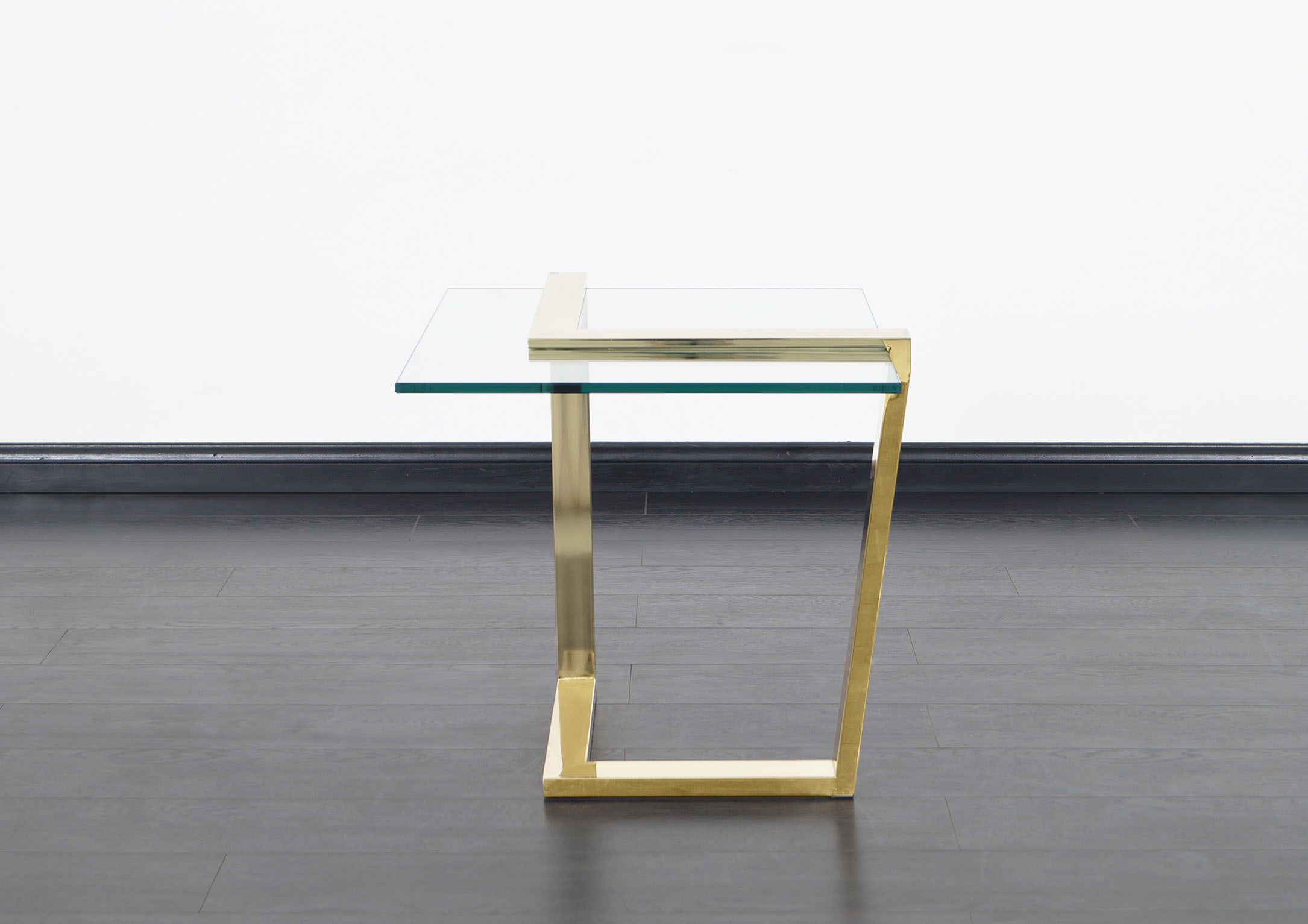Vintage Brass Cantilevered Side Tables by DIA