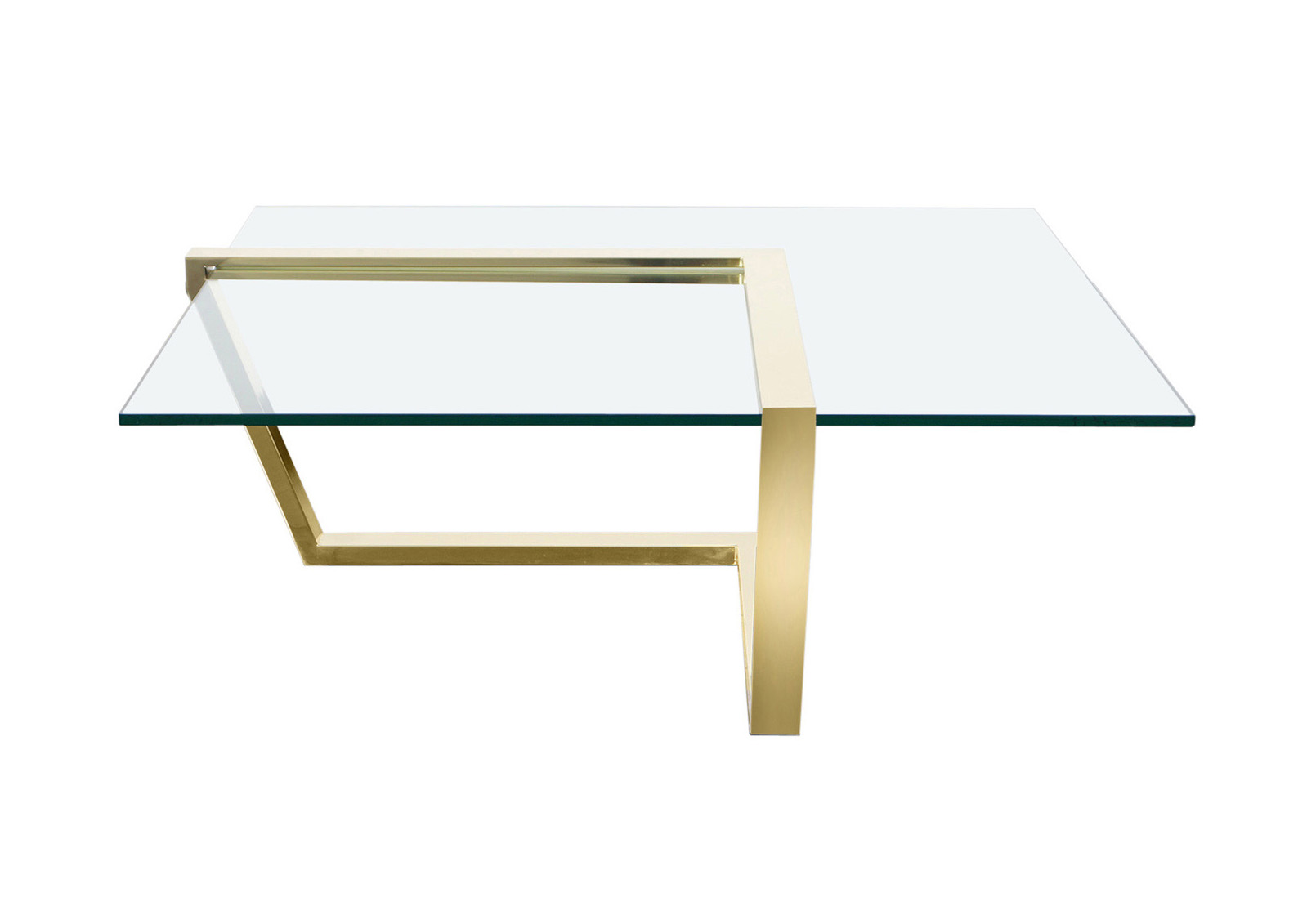 Vintage Brass Cantilevered Coffee Table by DIA