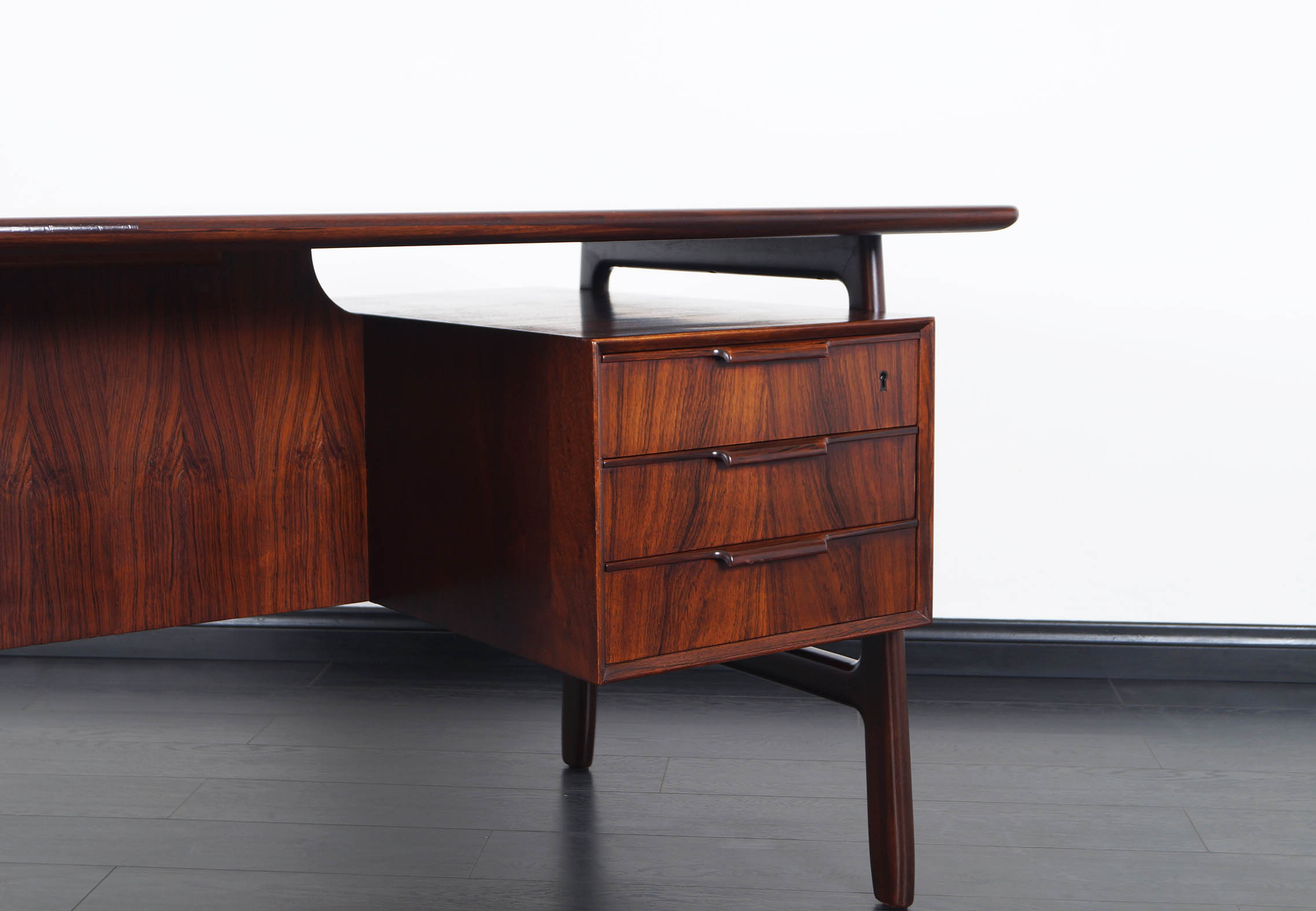 Danish Modern Rosewood Model #75 Desk by Gunni Omann