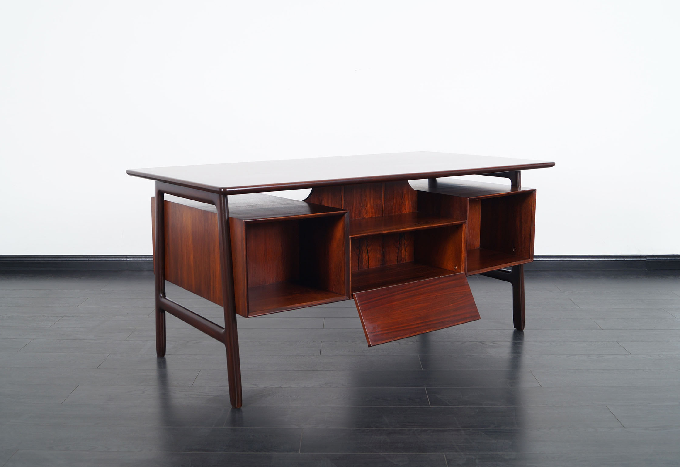 Danish Modern Rosewood Model #75 Desk by Gunni Omann