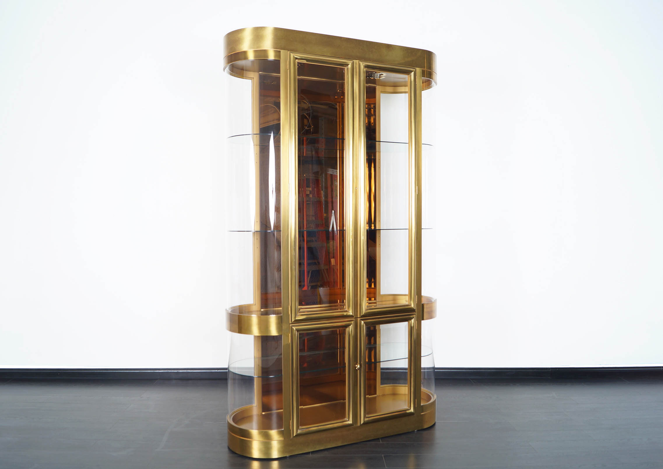 Exceptional Brass Vitrine Cabinet by Mastercraft