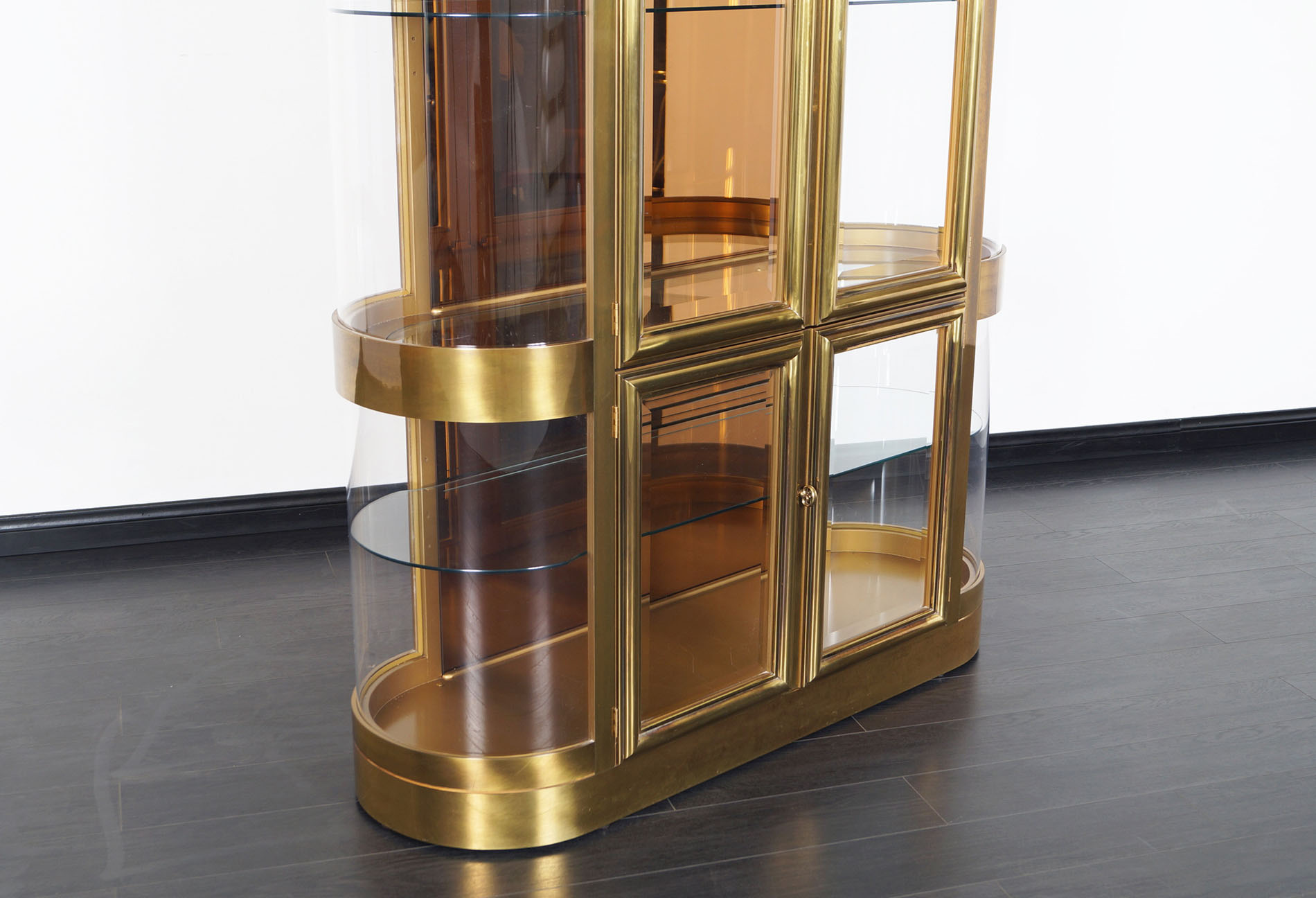 Exceptional Brass Vitrine Cabinet by Mastercraft