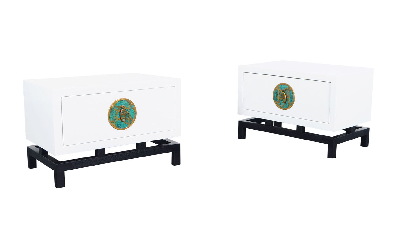 Mexican Modernist Lacquered Nightstands by Frank Kyle