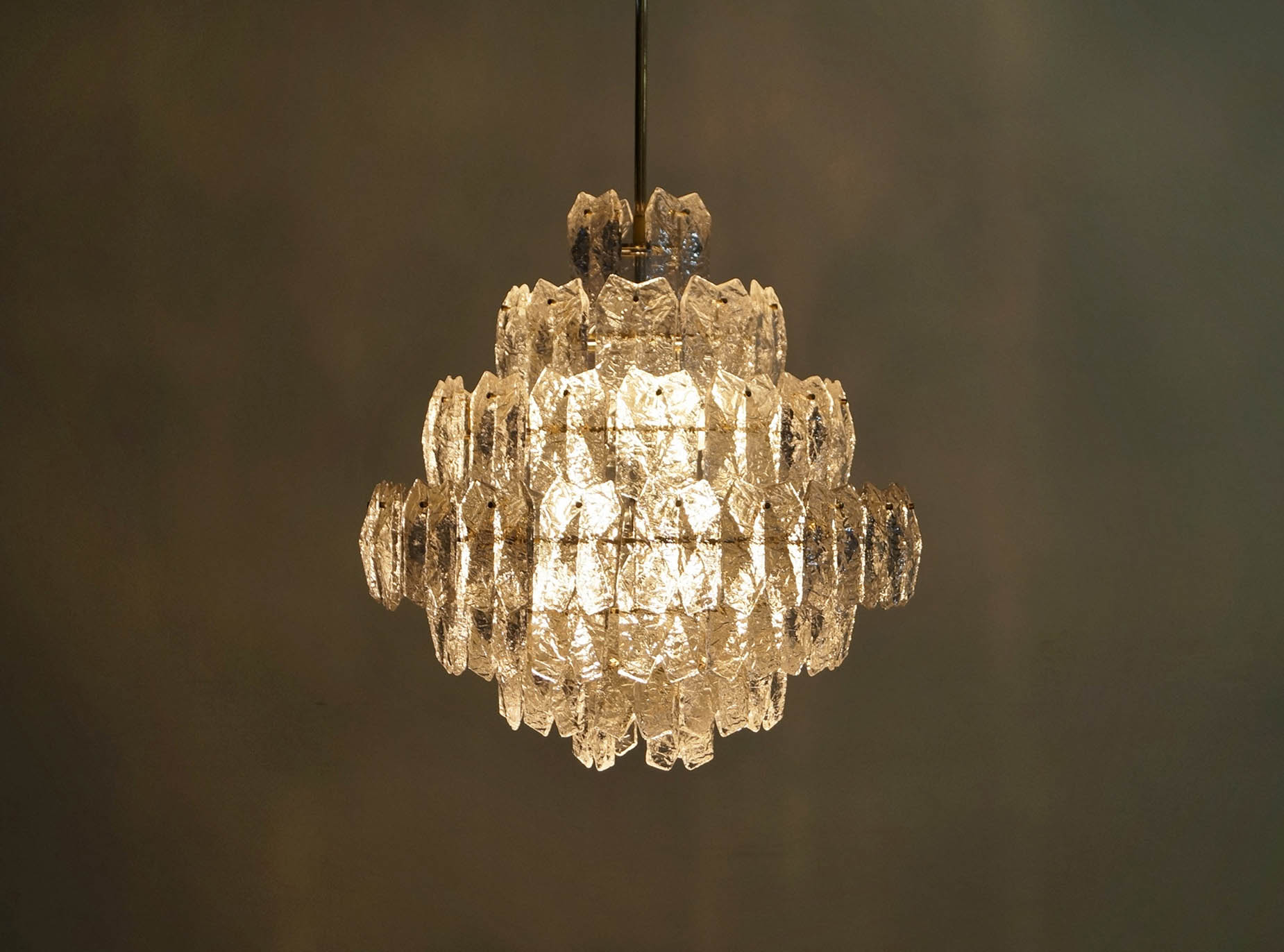 Exceptional Ice Glass Chandelier Attributed to Kalmar