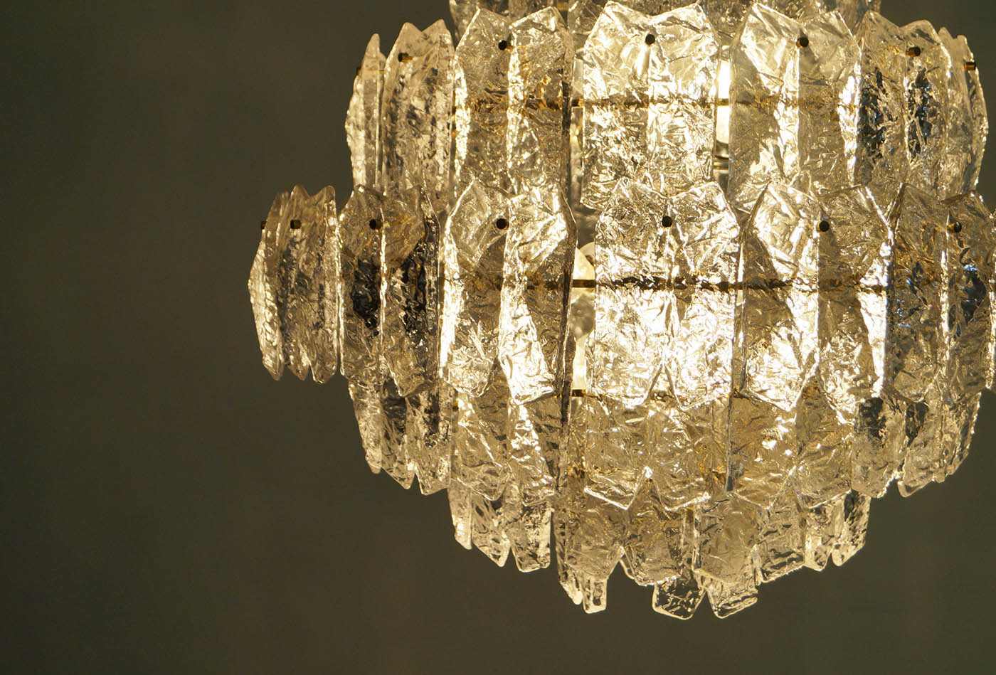 Exceptional Ice Glass Chandelier Attributed to Kalmar
