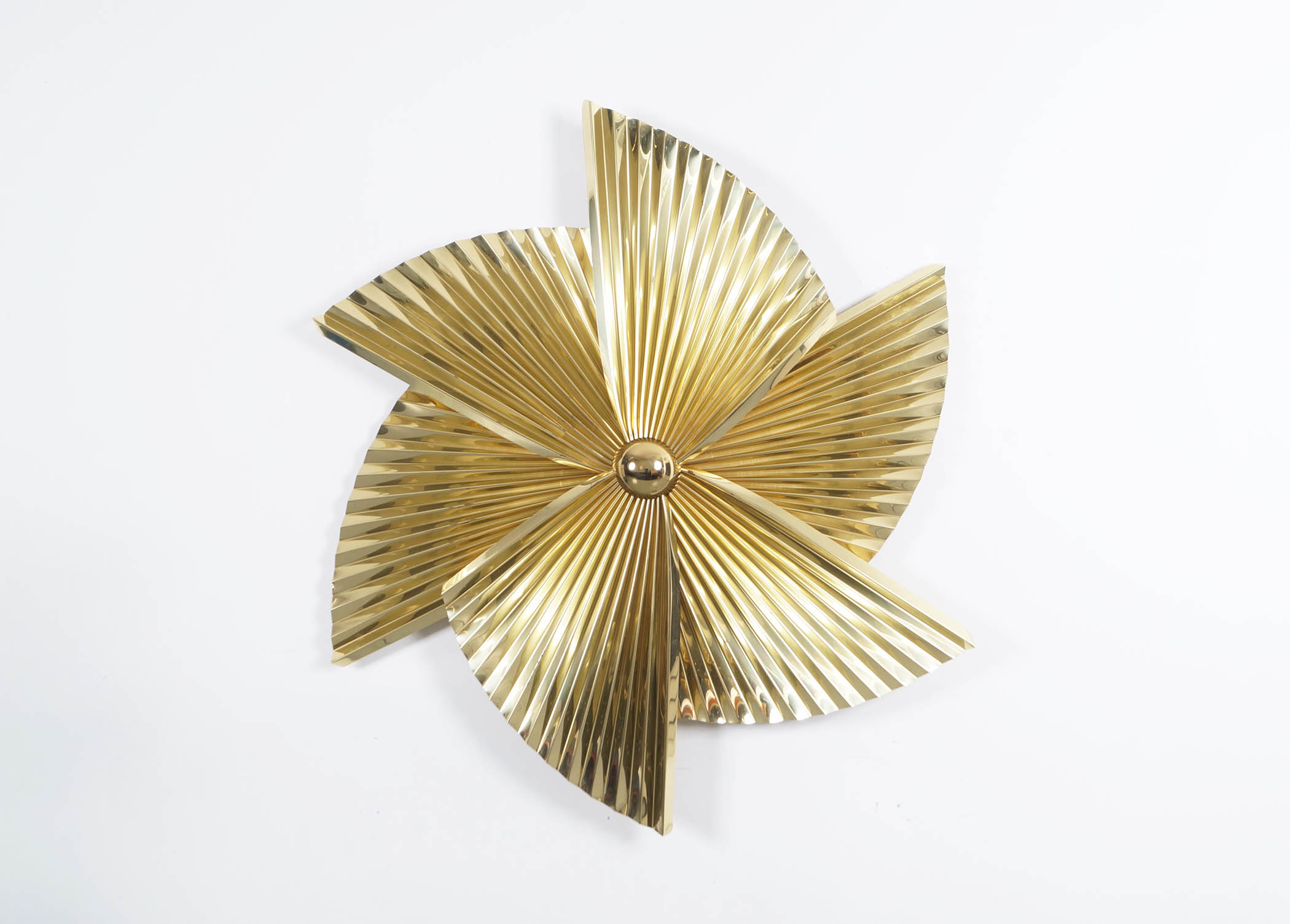 Vintage Brass Pinwheel Wall Sculpture by Curtis Jere