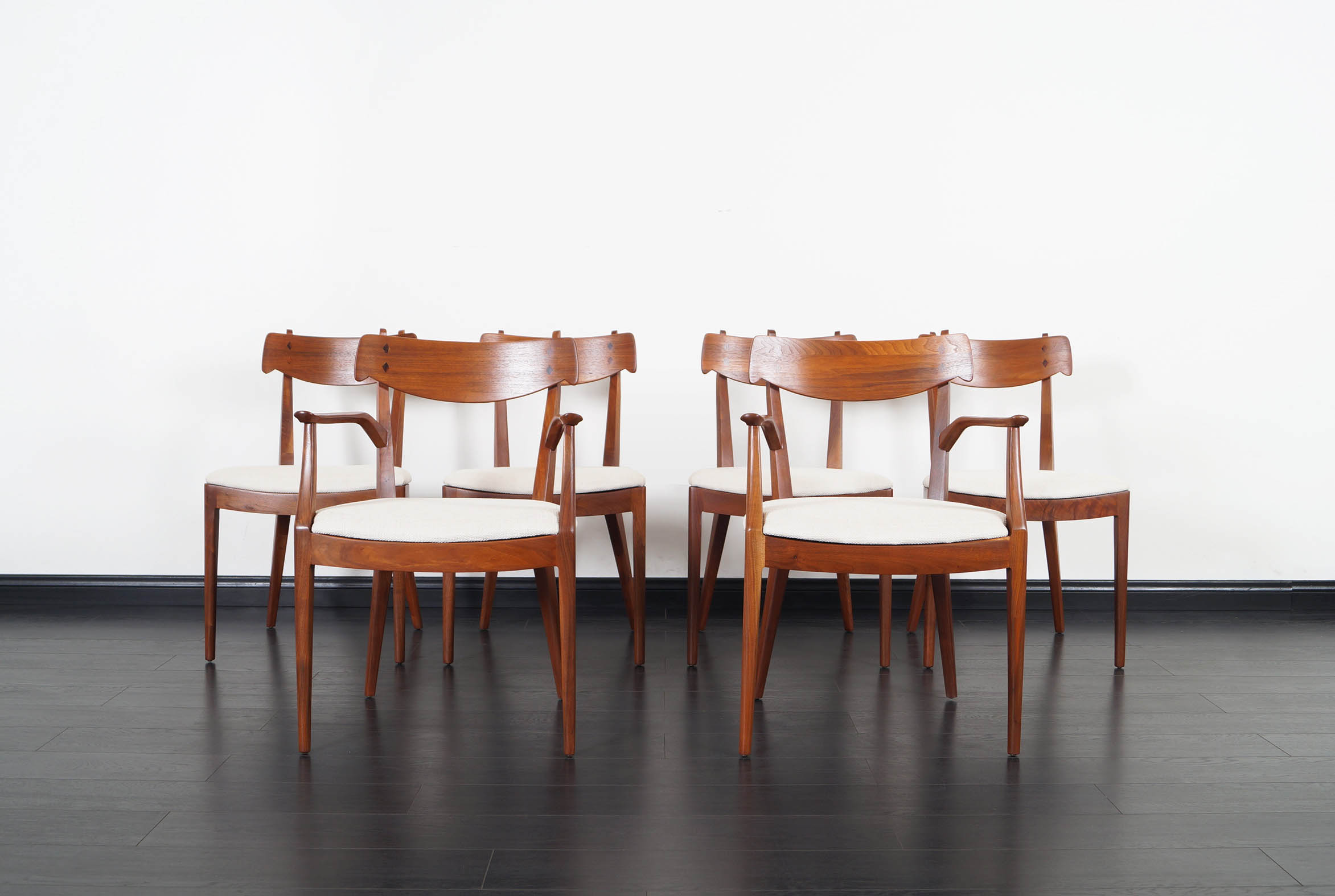 Vintage Walnut Dining Chairs by Kipp Stewart
