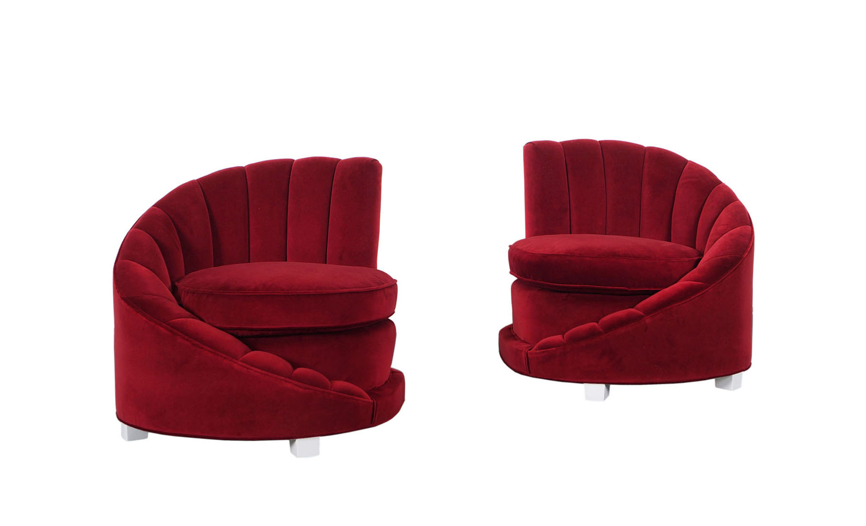 Hollywood Regency Asymmetrical Velvet Chairs