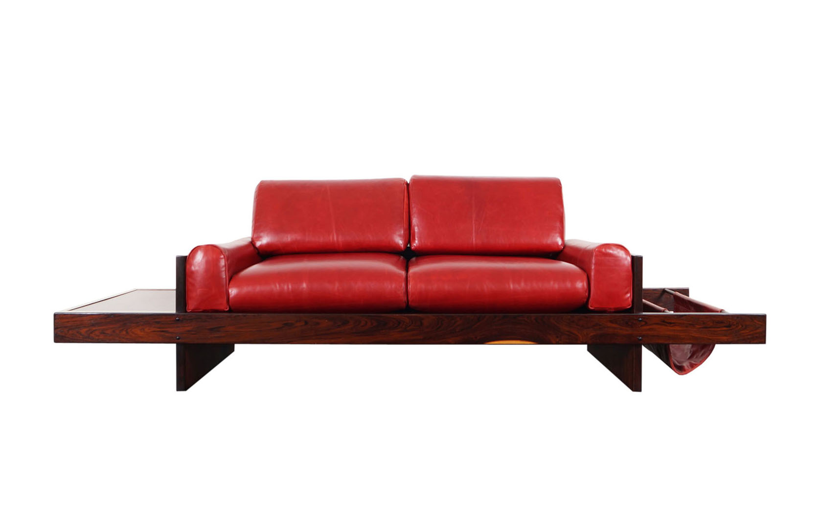 Brazilian Rosewood & Leather Sofa Attributed to Celina Moveis