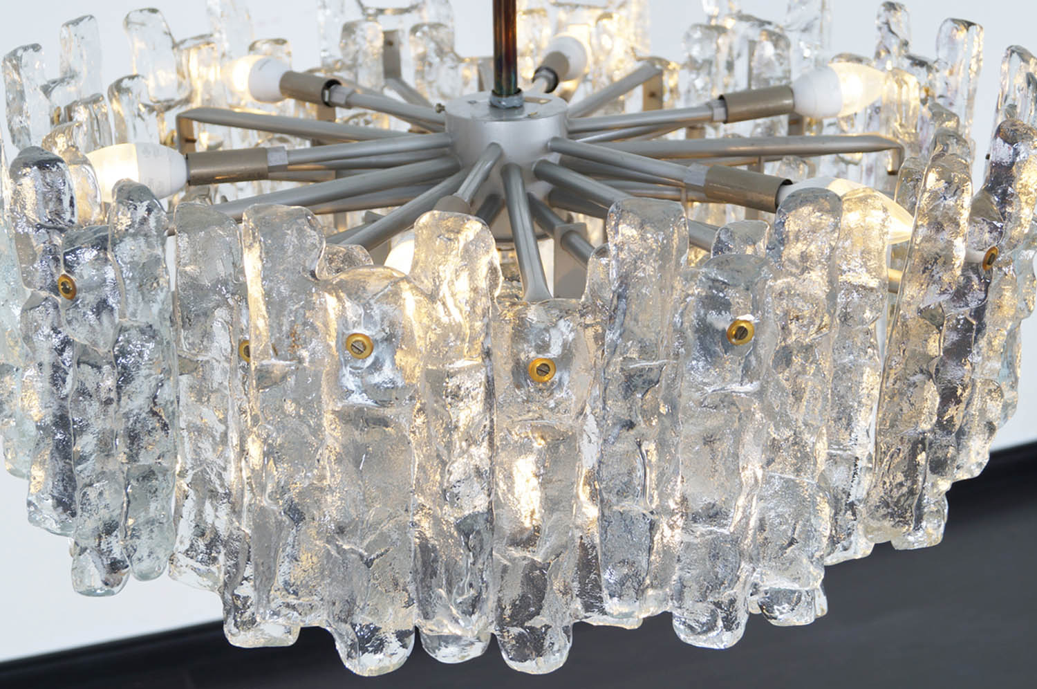 Austrian Soria Ice Glass Chandelier by J.T. Kalmar