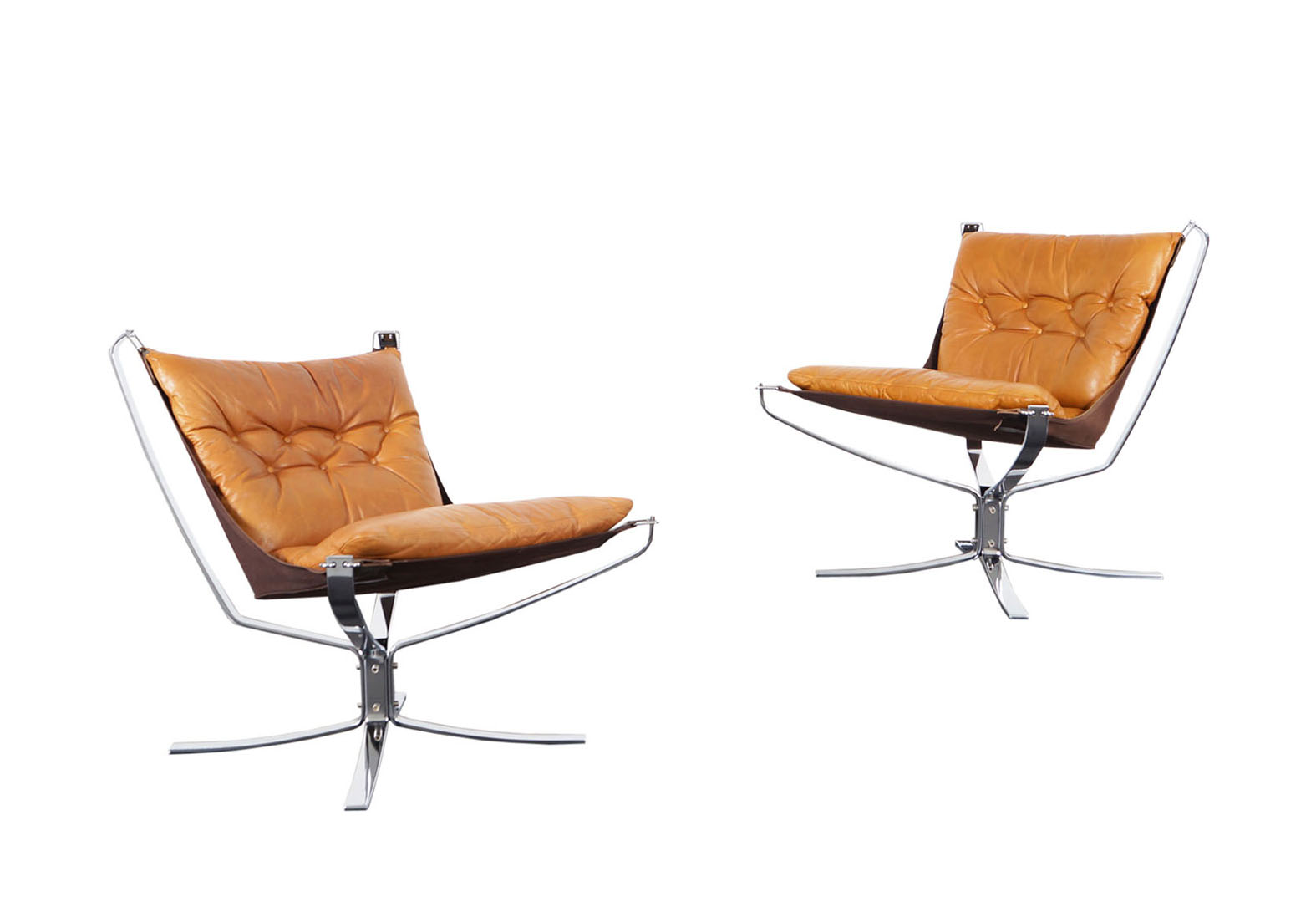 Vintage Chrome Falcon Lounge Chairs by Sigurd Ressell