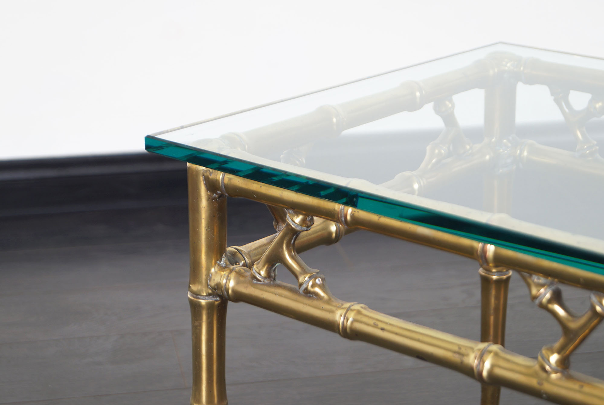 Hollywood Regency Brass Faux Bamboo Side Tables