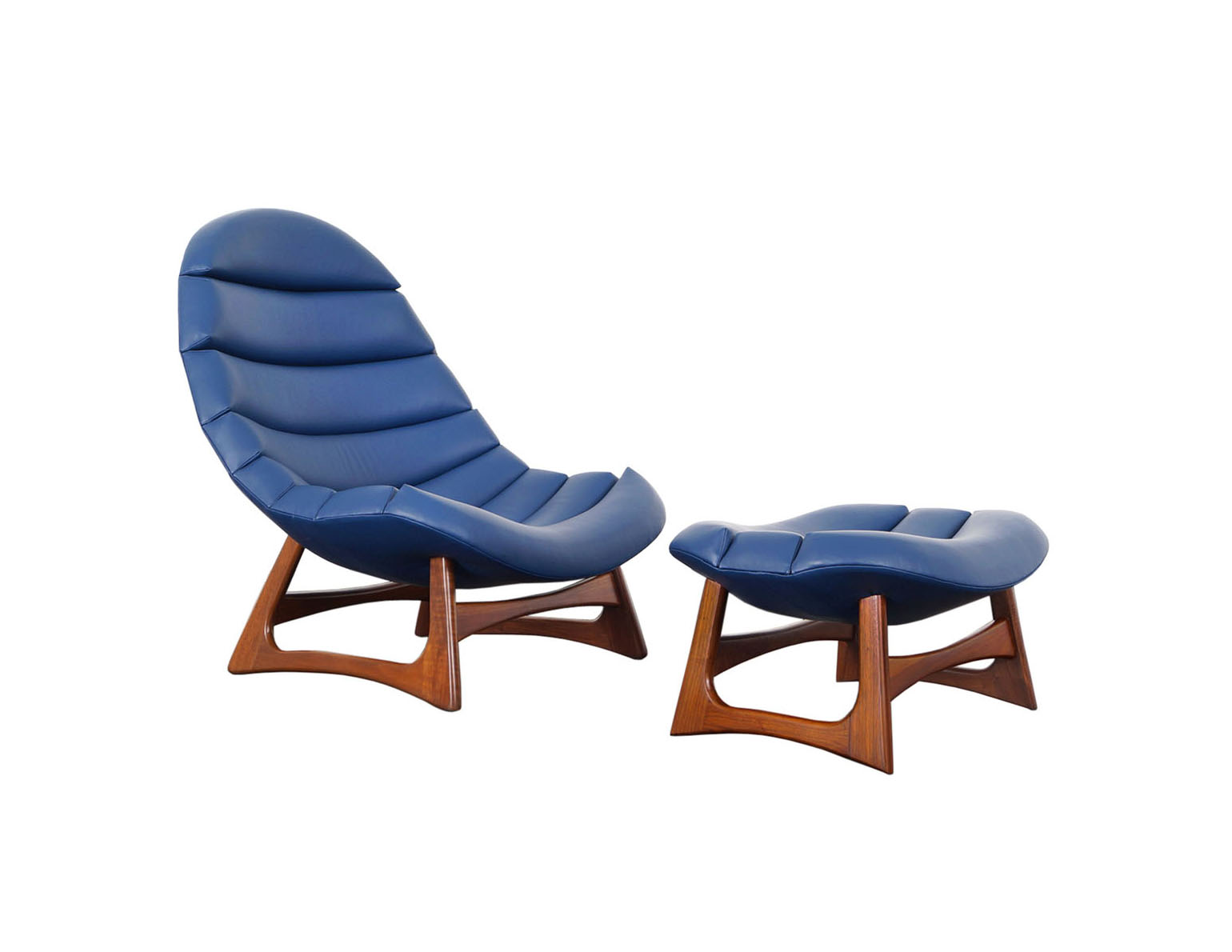 Rare Leather Lounge Chair and Ottoman by Adrian Pearsall