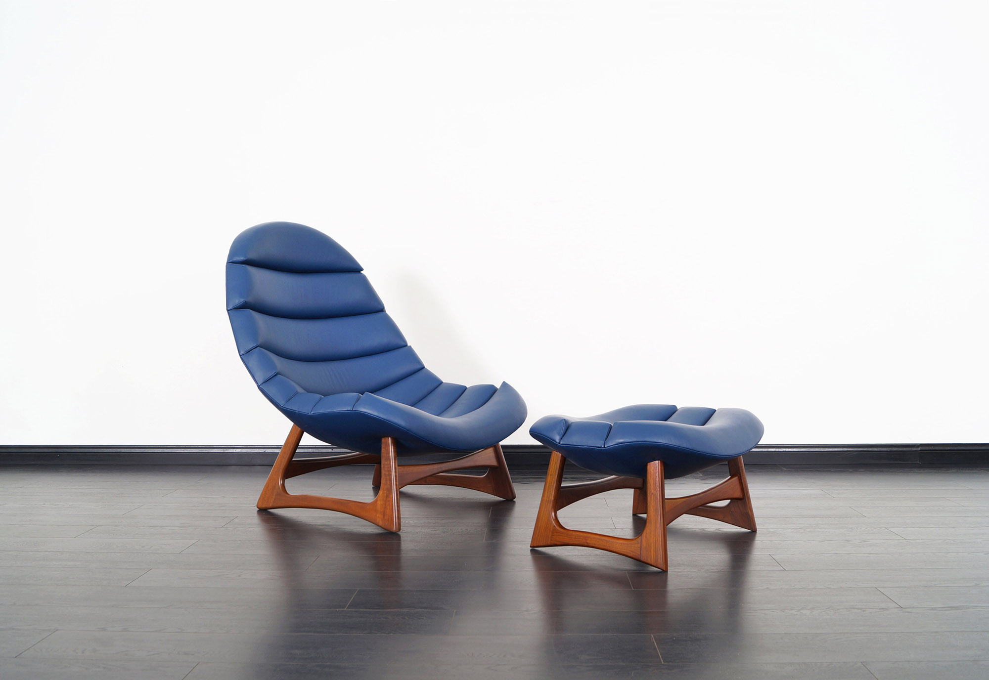Rare Leather Lounge Chair and Ottoman by Adrian Pearsall