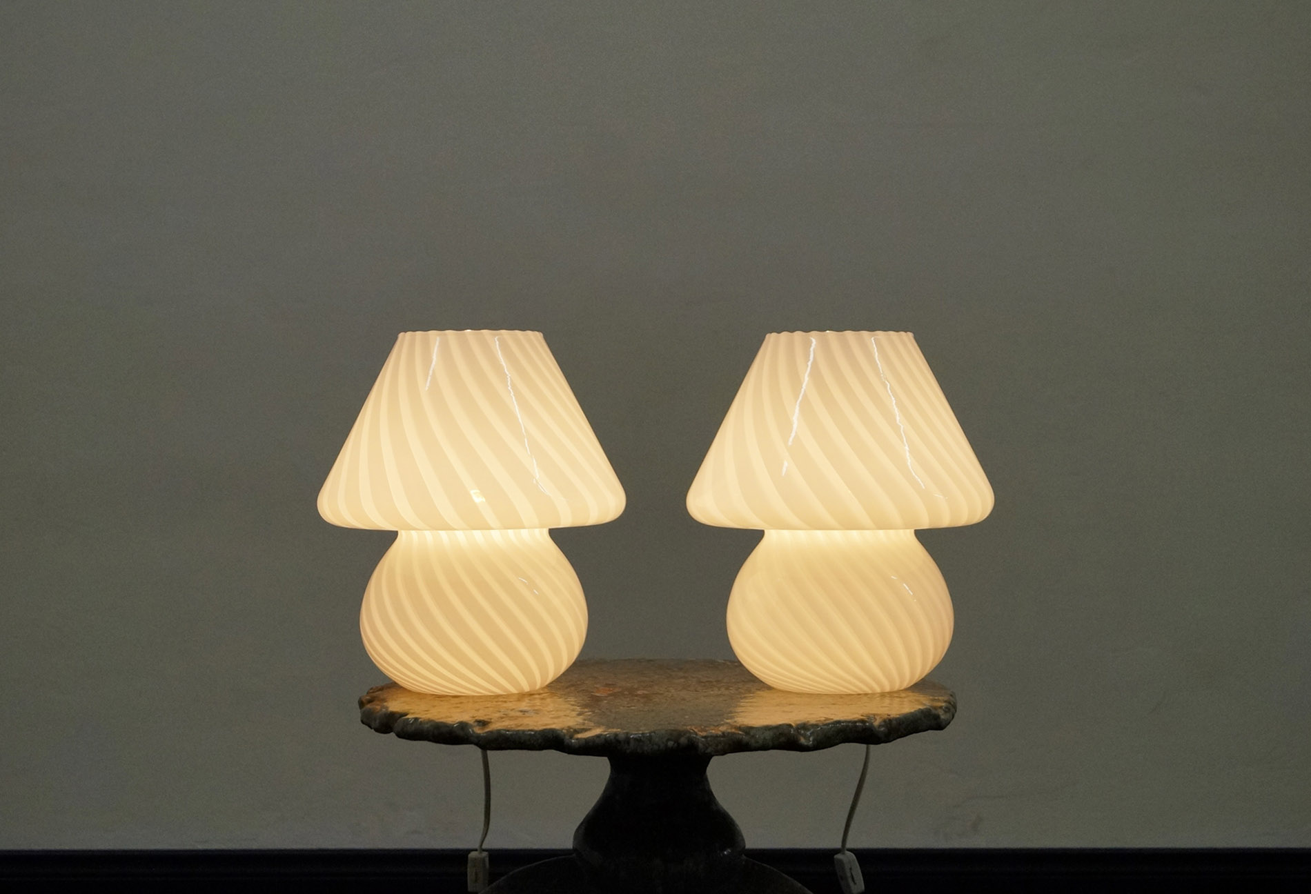 Vintage Murano Glass Mushroom Lamps by Vetri