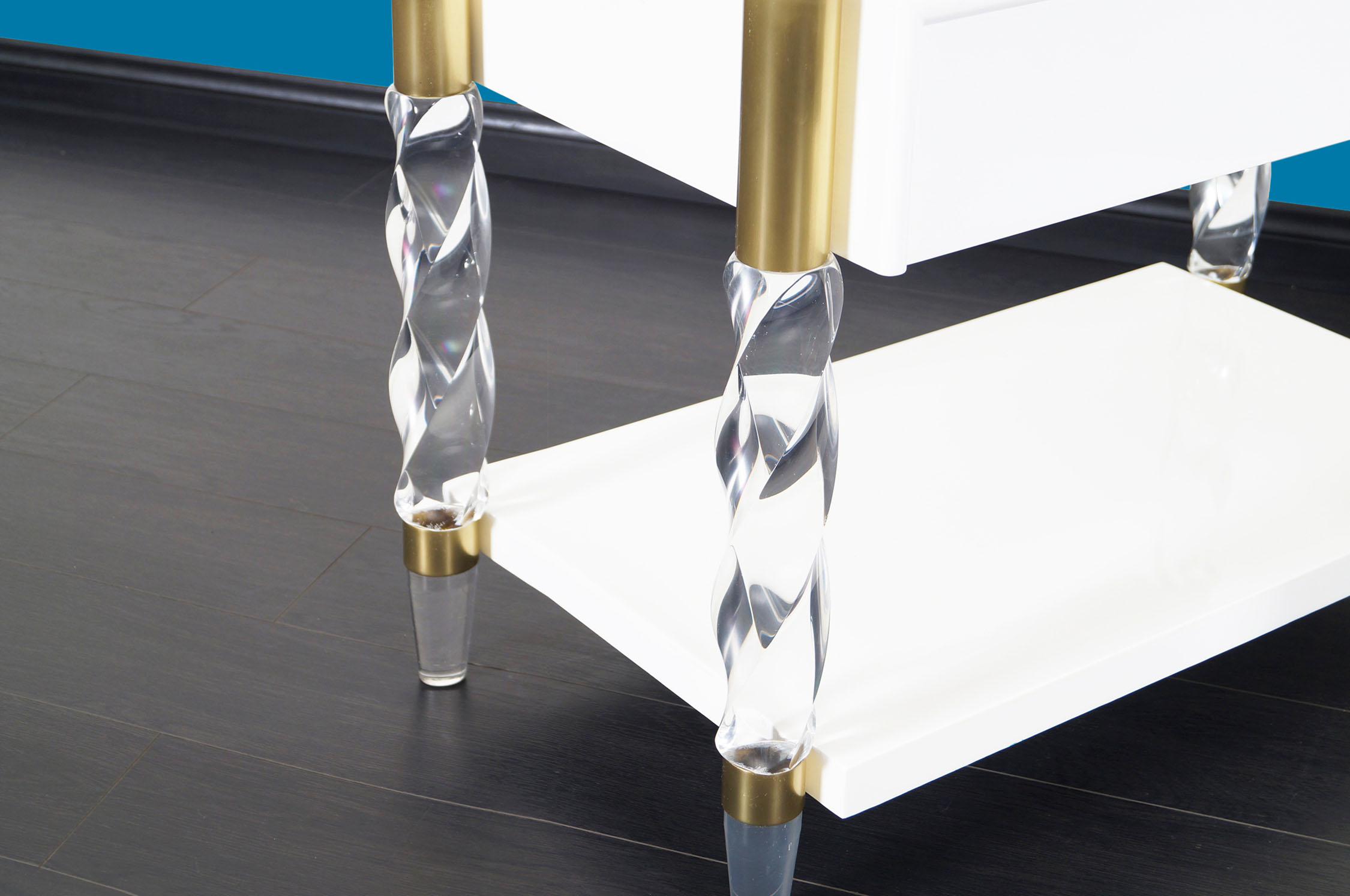 Exceptional Lucite and Brass Nightstands