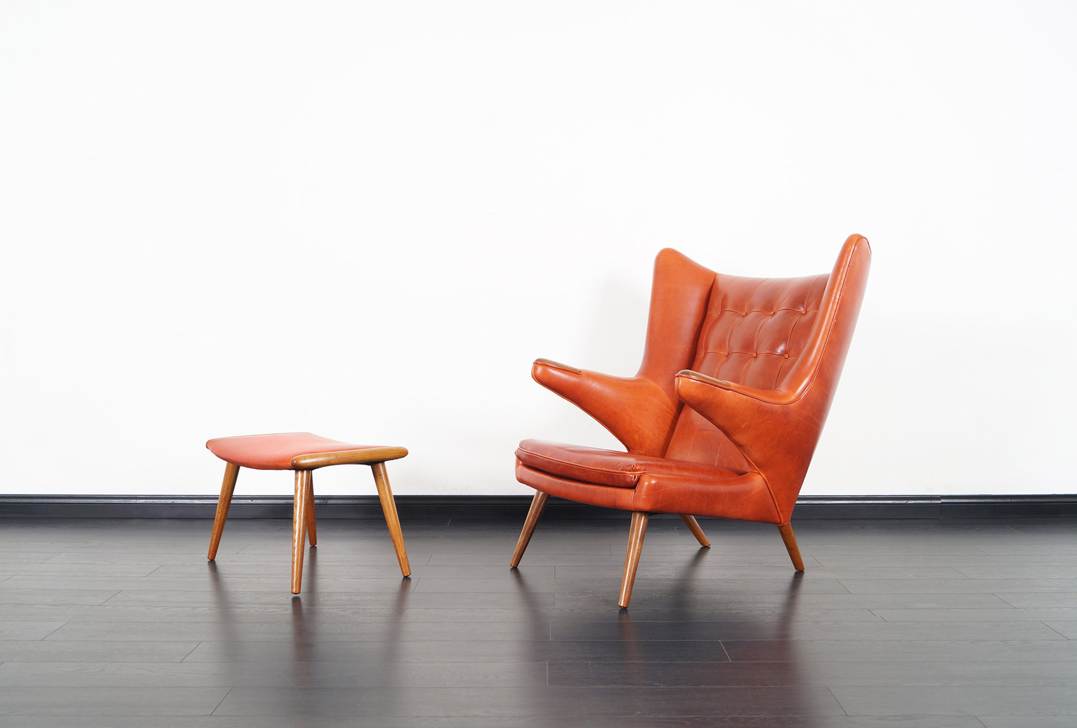 AP-19 Papa Bear Chair and Ottoman in the manner of Hans J. Wegner