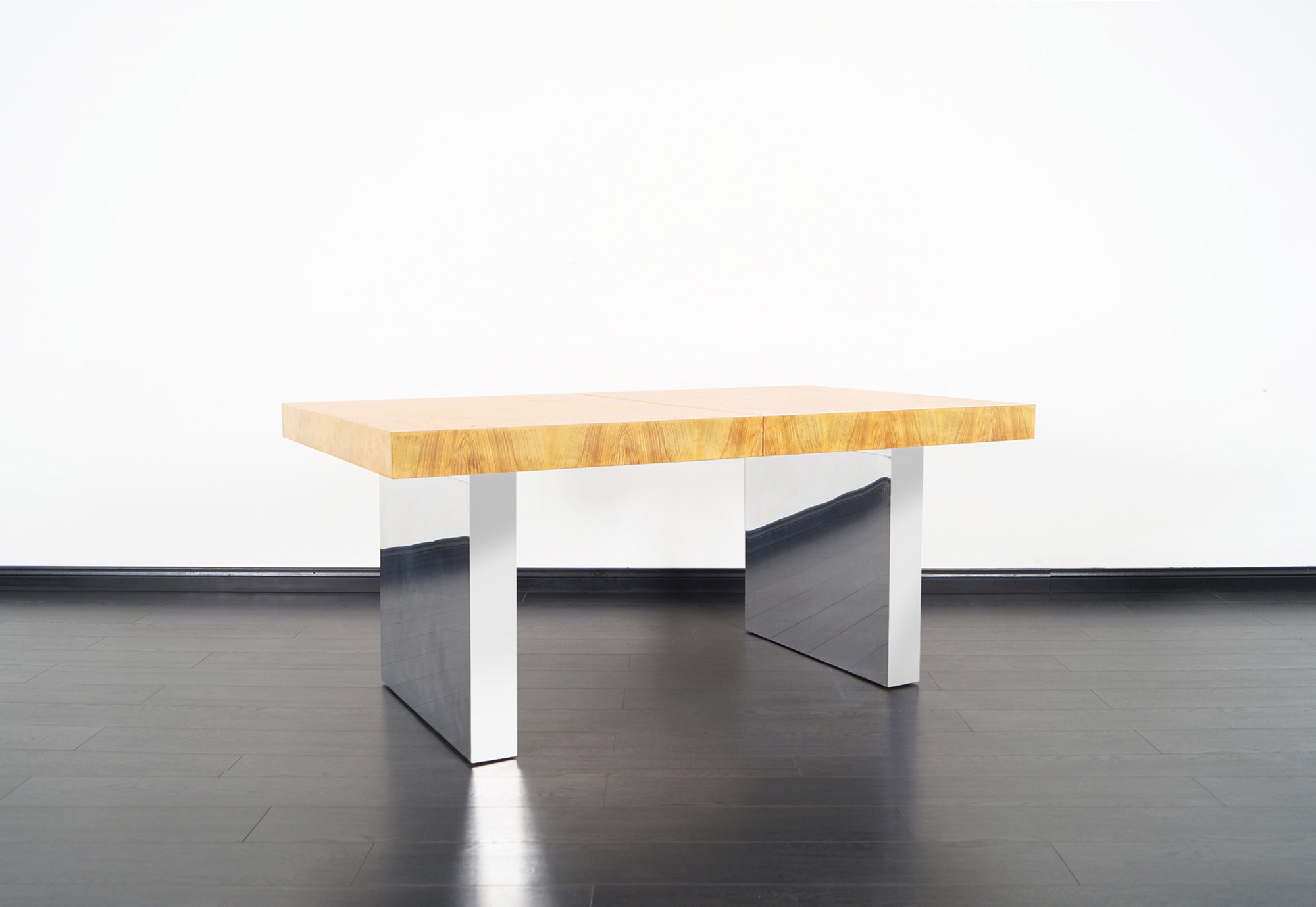 Thayer Coggin Extendable Burl Wood Dining Table by Milo Baughman