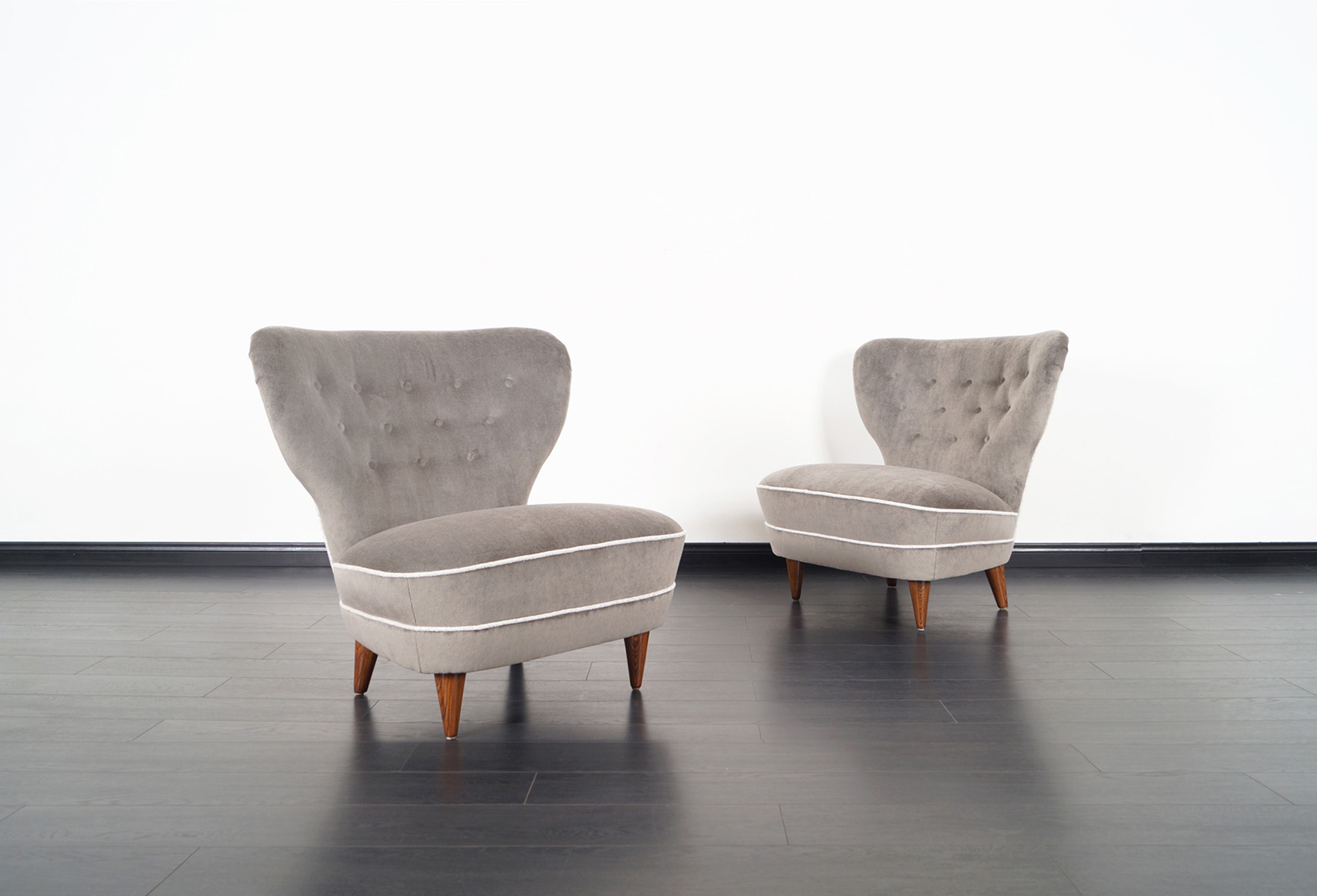 Vintage Tufted Wingback Lounge Chairs