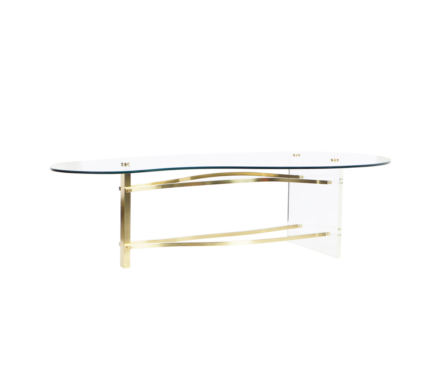 Vintage Brass and Lucite Kidney Shaped Coffee Table