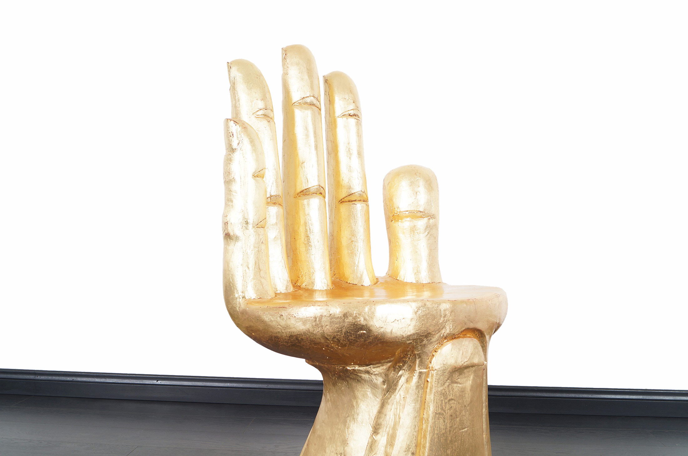 Vintage Sculptural Gold Leaf Hand Chair After Pedro Friedeberg
