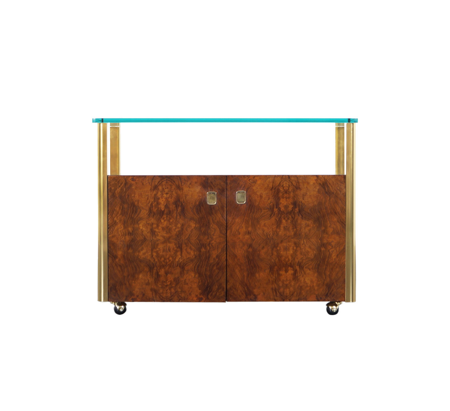 Vintage Burl Wood and Brass Bar Cart by Century Furniture