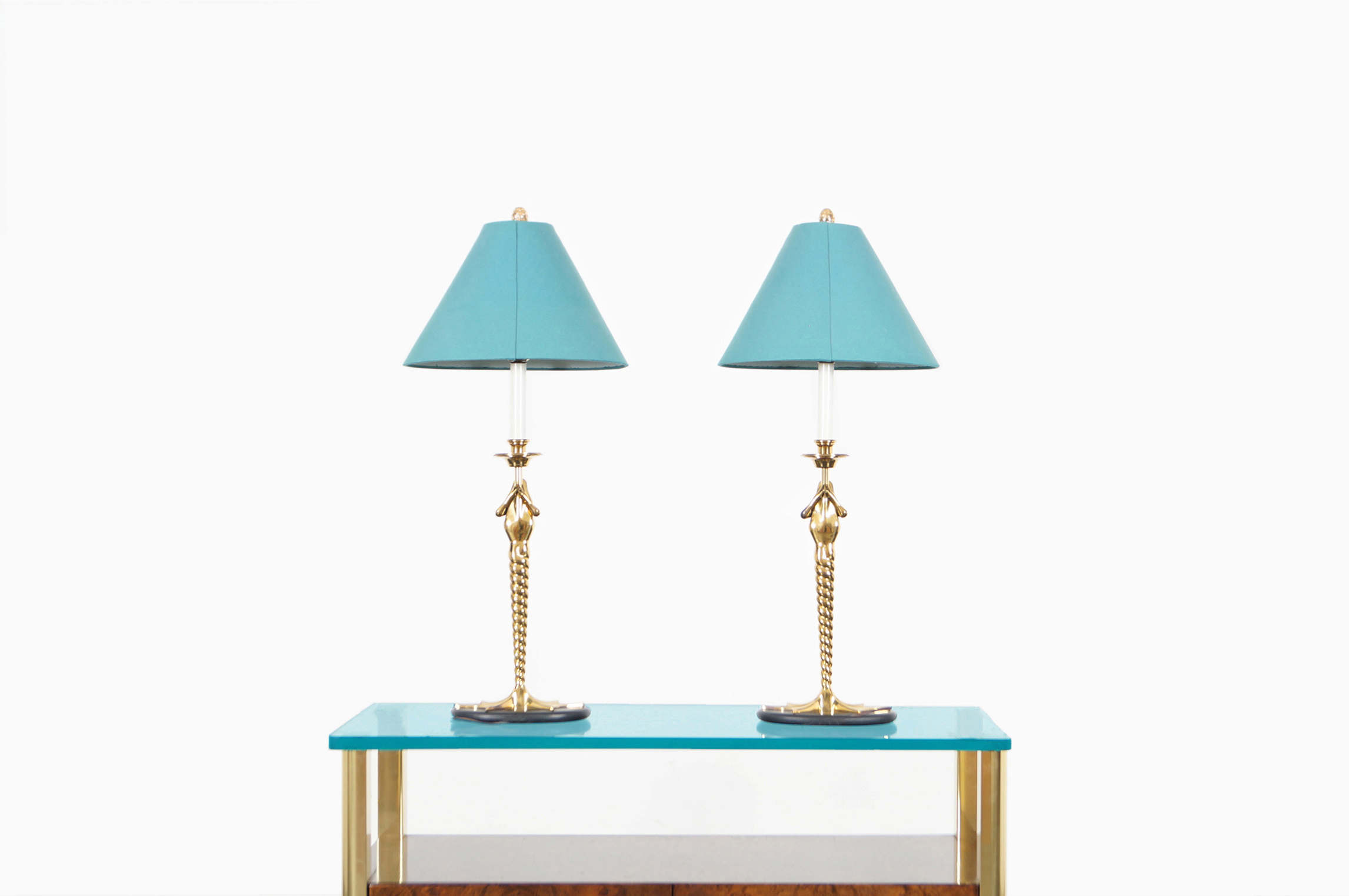 Vintage Brass Frogs Lamps by Chapman