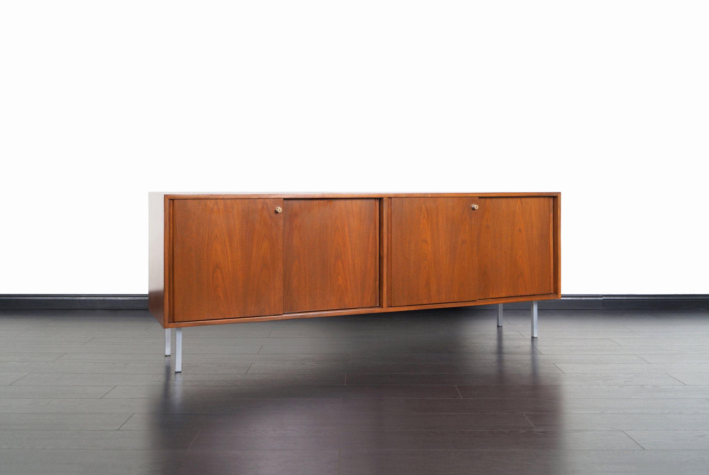 Vintage Walnut Credenza in the Manner of Florence Knoll
