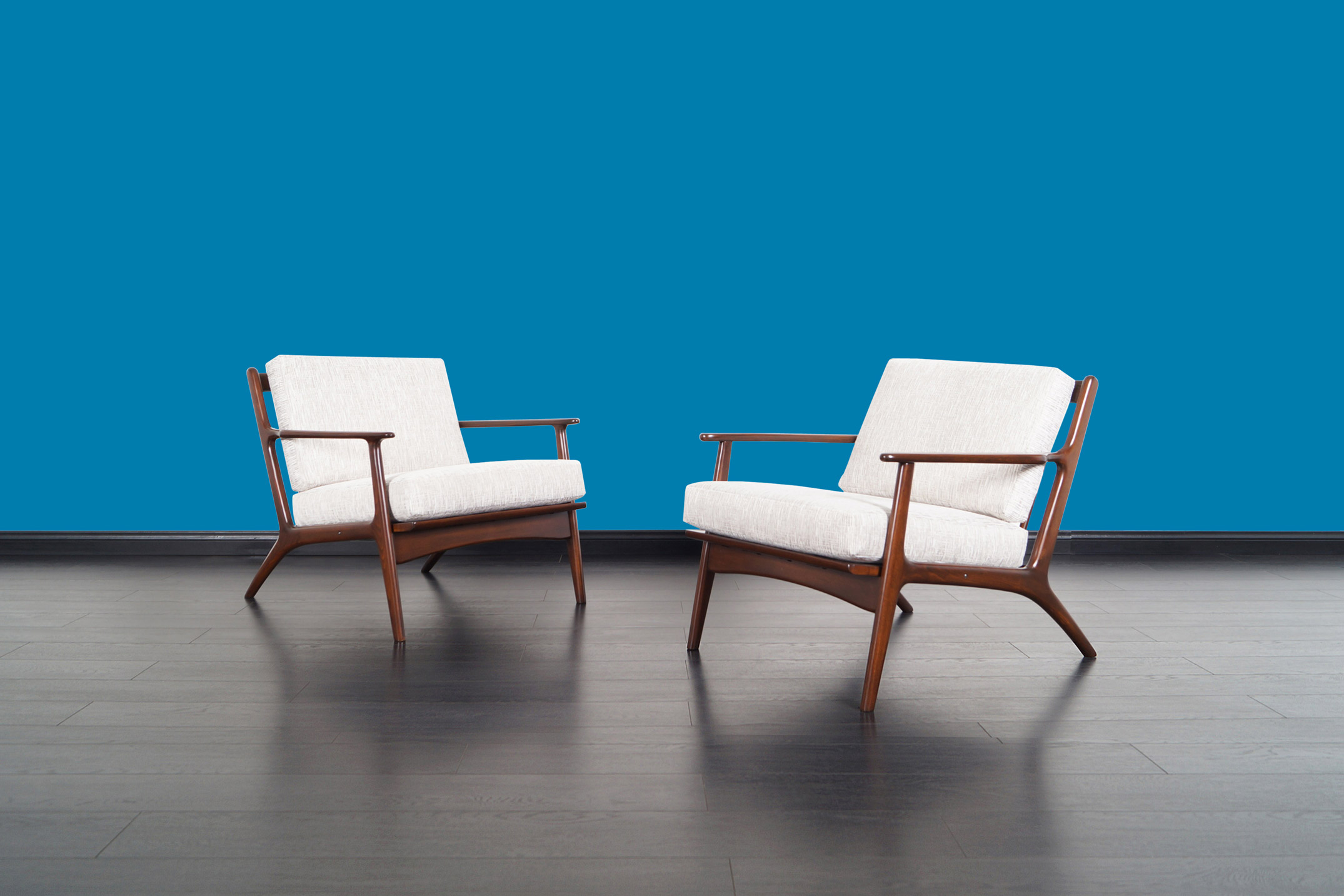 Mid Century Italian Walnut Lounge Chairs
