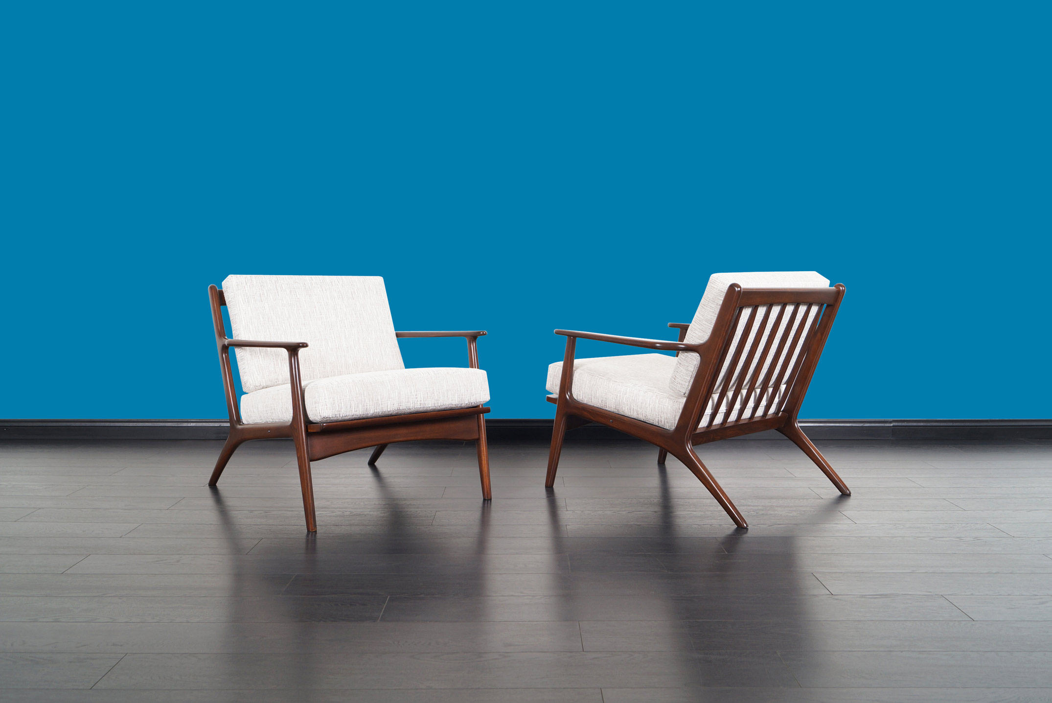 Mid Century Italian Walnut Lounge Chairs