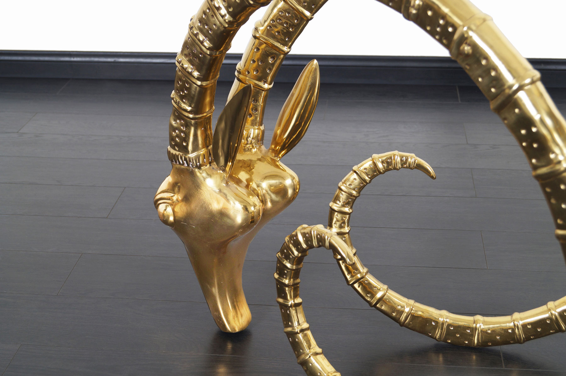 Exceptional Brass Ibex Rams Head Sculptures in the style of Alain Chervet