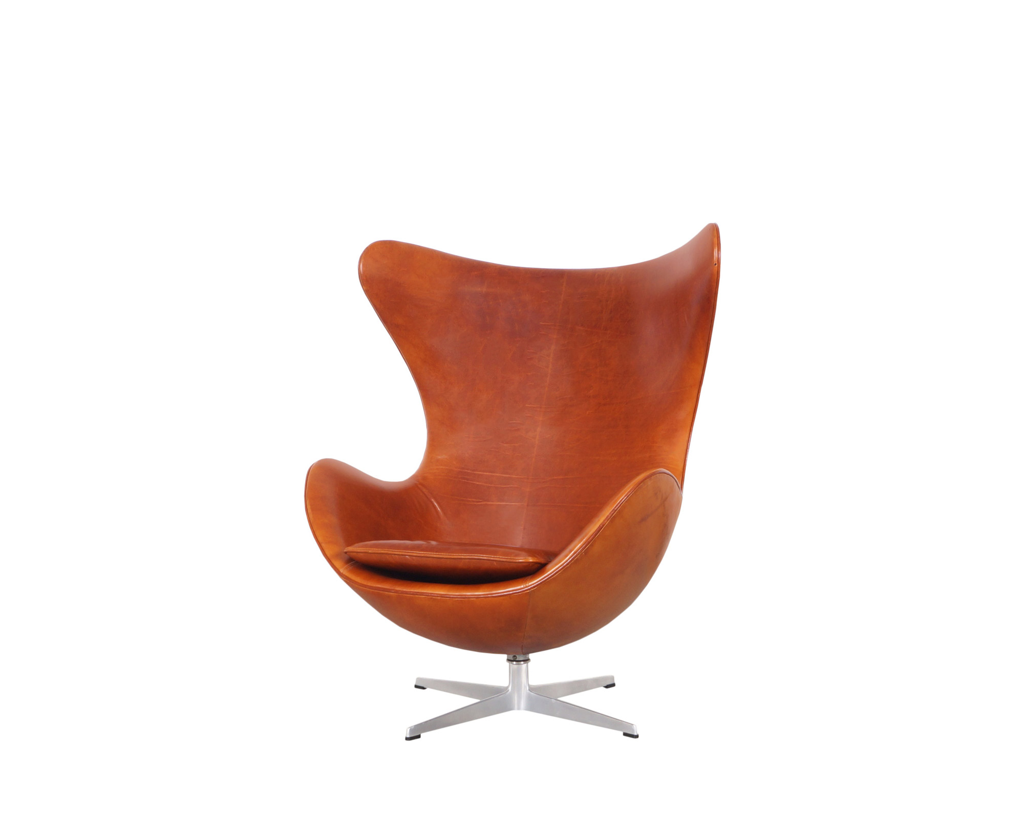 Arne Jacobsen Leather Egg Swivel Lounge Chair for Fritz Hansen